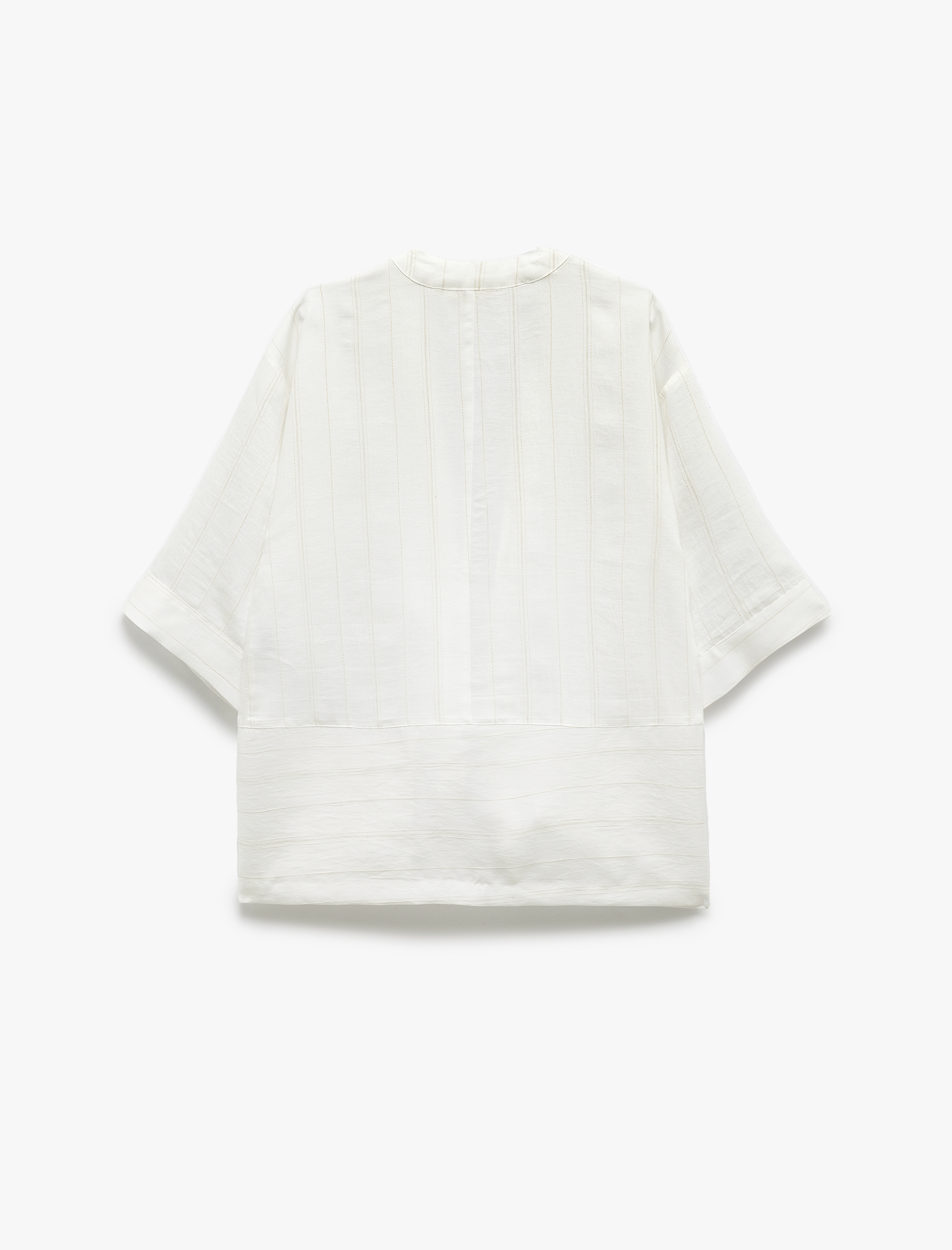   Cepli  Bol Kalıp Çizgili Keten Karışımlı Kimono