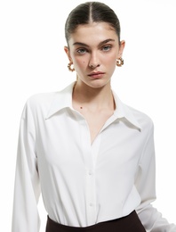 Uzun Kollu Klasik Yaka Saten Gömlek