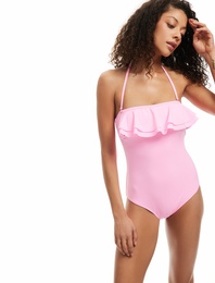 Dar Kalıp Fırfırlı Straplez Mayo