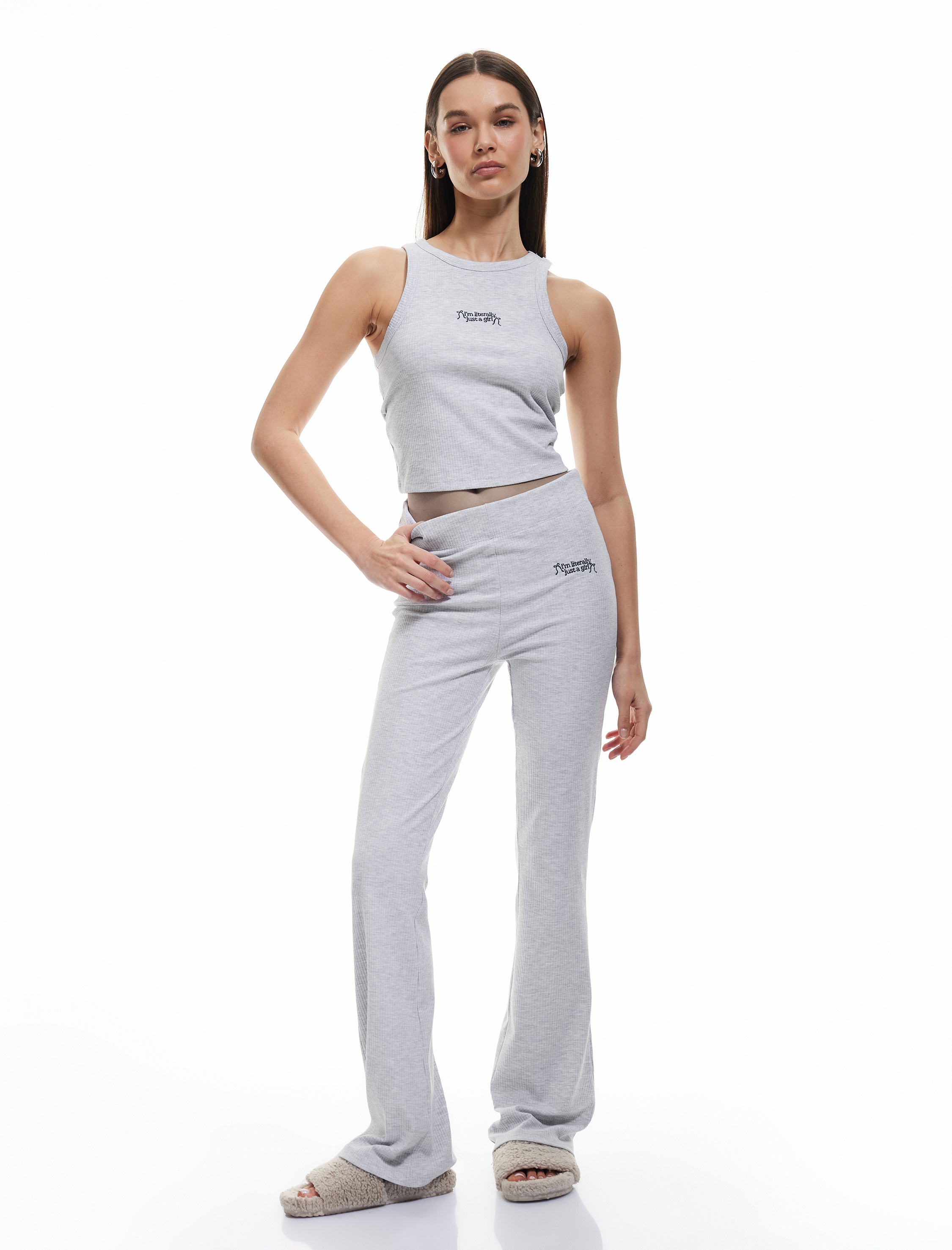   Rahat Kalıp Yumuşak Dokulu İşleme Detaylı Fitilli Pijama Altı