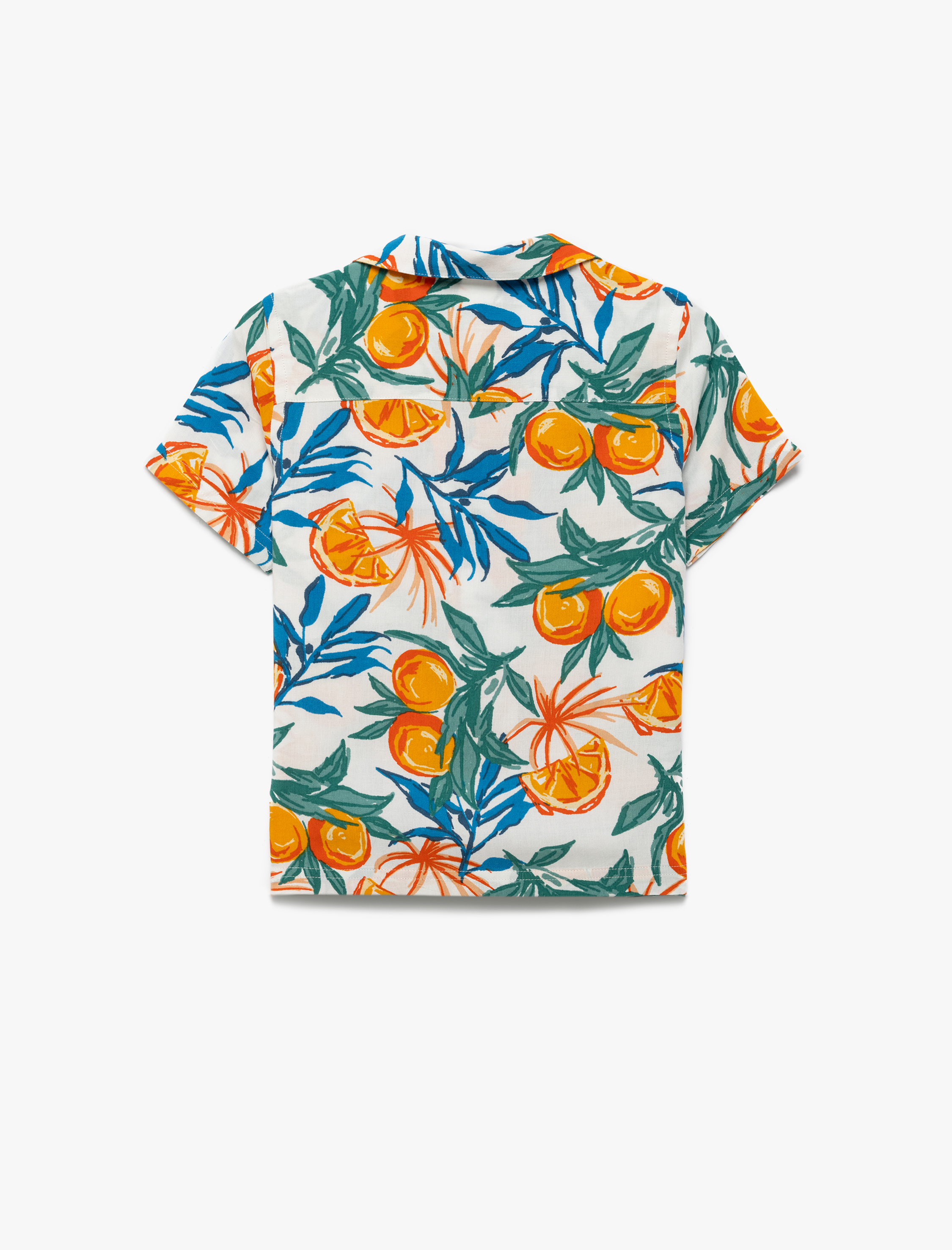  Erkek Çocuk Kısa Kollu Düğmeli Meyve Desenli Viskon Gömlek