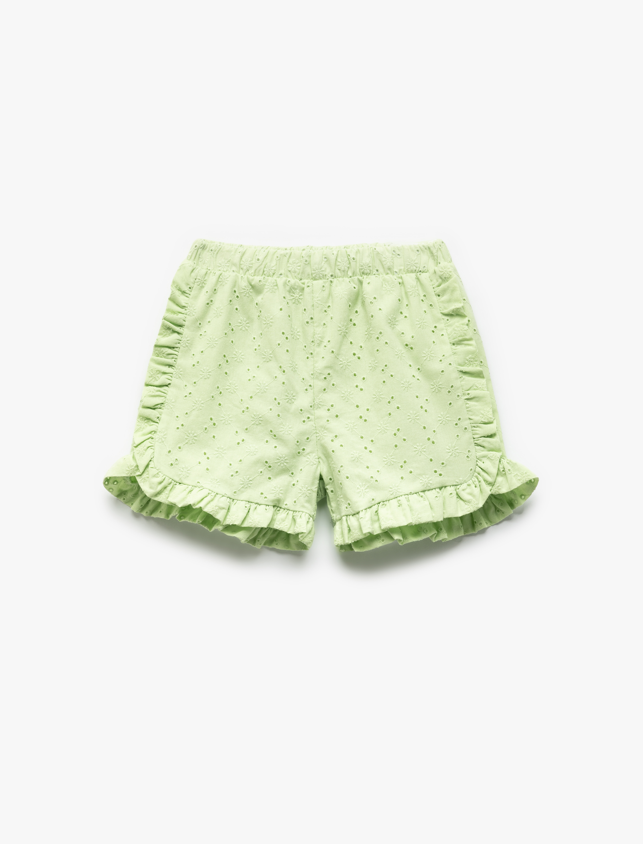  Kız Çocuk Fırfır Detaylı Fistolu Pamuklu Şort