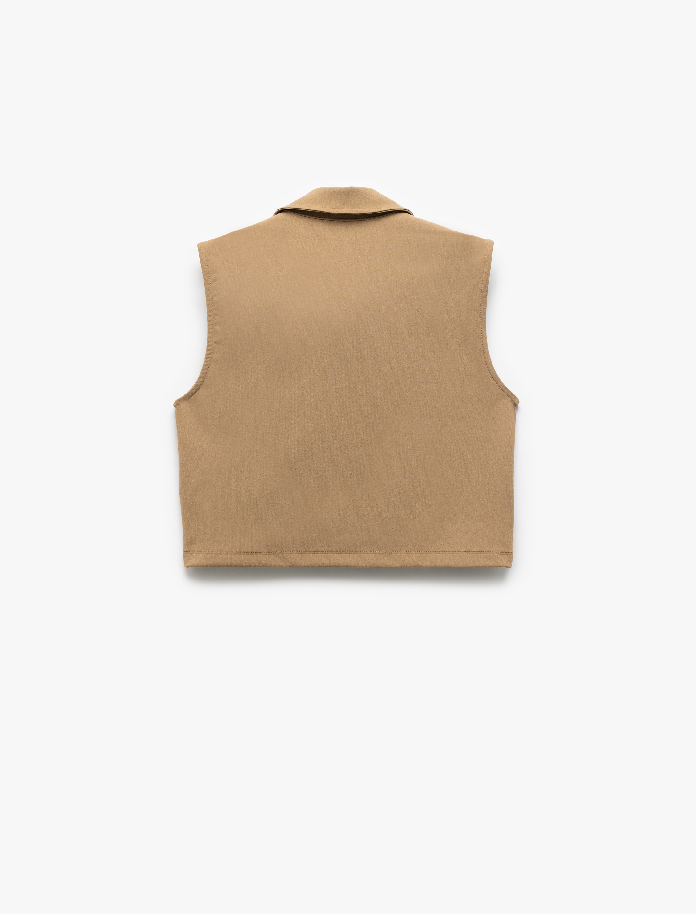   Kapaklı Cep Detaylı Kruvaze Kolsuz Ceket