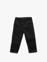 Pamuklu Beli Lastikli Cep Detaylı Denim Pantolon
