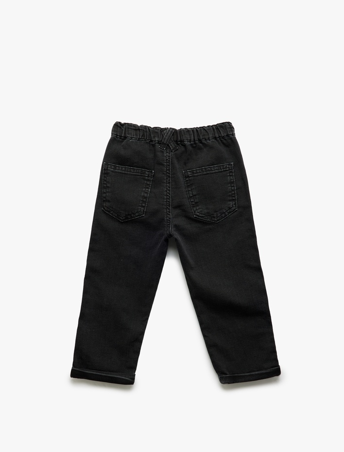 Erkek Bebek Pamuklu Beli Lastikli Cep Detaylı Denim Pantolon