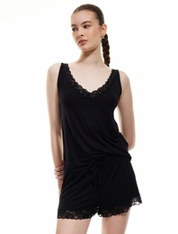 Beli Bağlamalı Dantel Detaylı Viskon Şort Pijama Altı