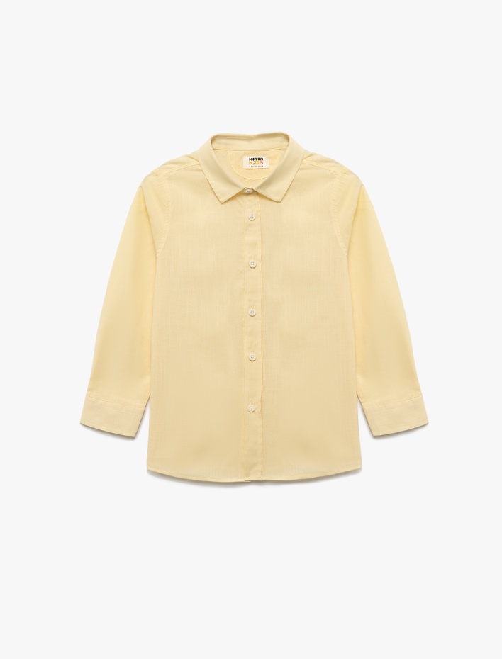 Erkek Çocuk Pamuklu Uzun Kollu Düğmeli Basic Gömlek