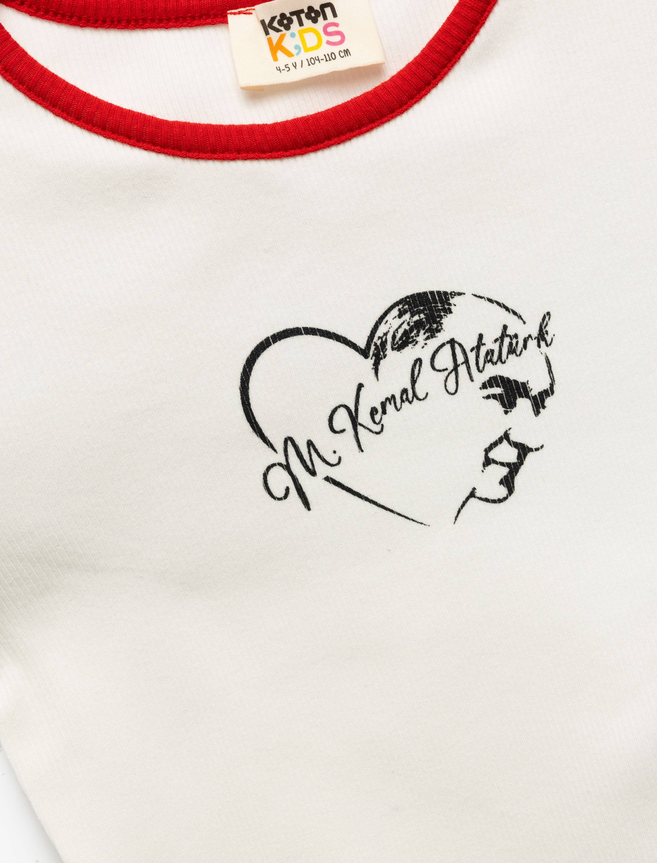  Kız Çocuk Atatürk Baskılı Kısa Kollu Bisiklet Yaka Pamuklu Tişört