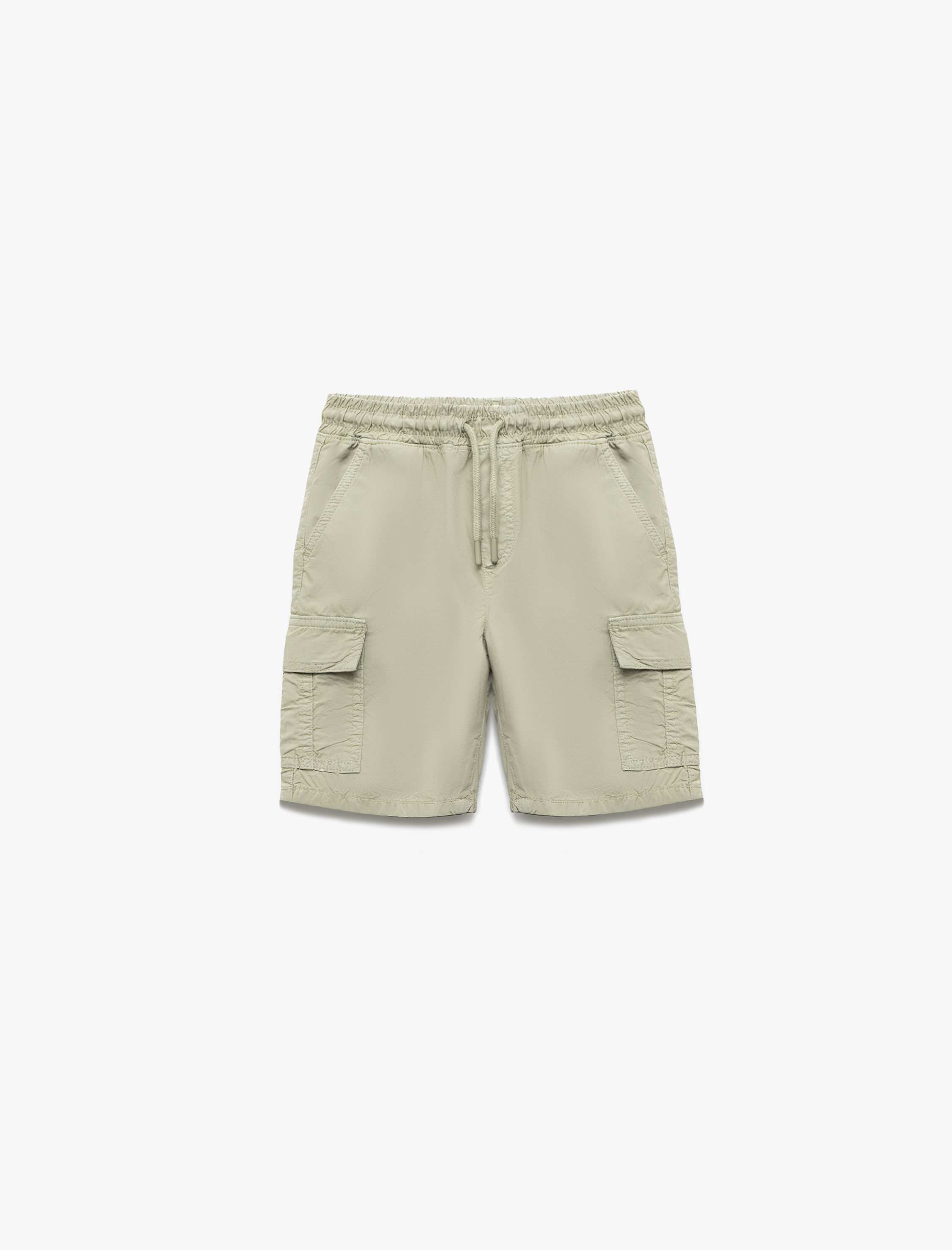  Erkek Çocuk Pamuklu Beli Bağcıklı Cep Detaylı Basic Paraşüt Şort