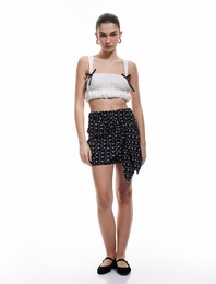 Pamuklu Bağlama Detaylı Fistolu Brodeli Mini Şort Etek