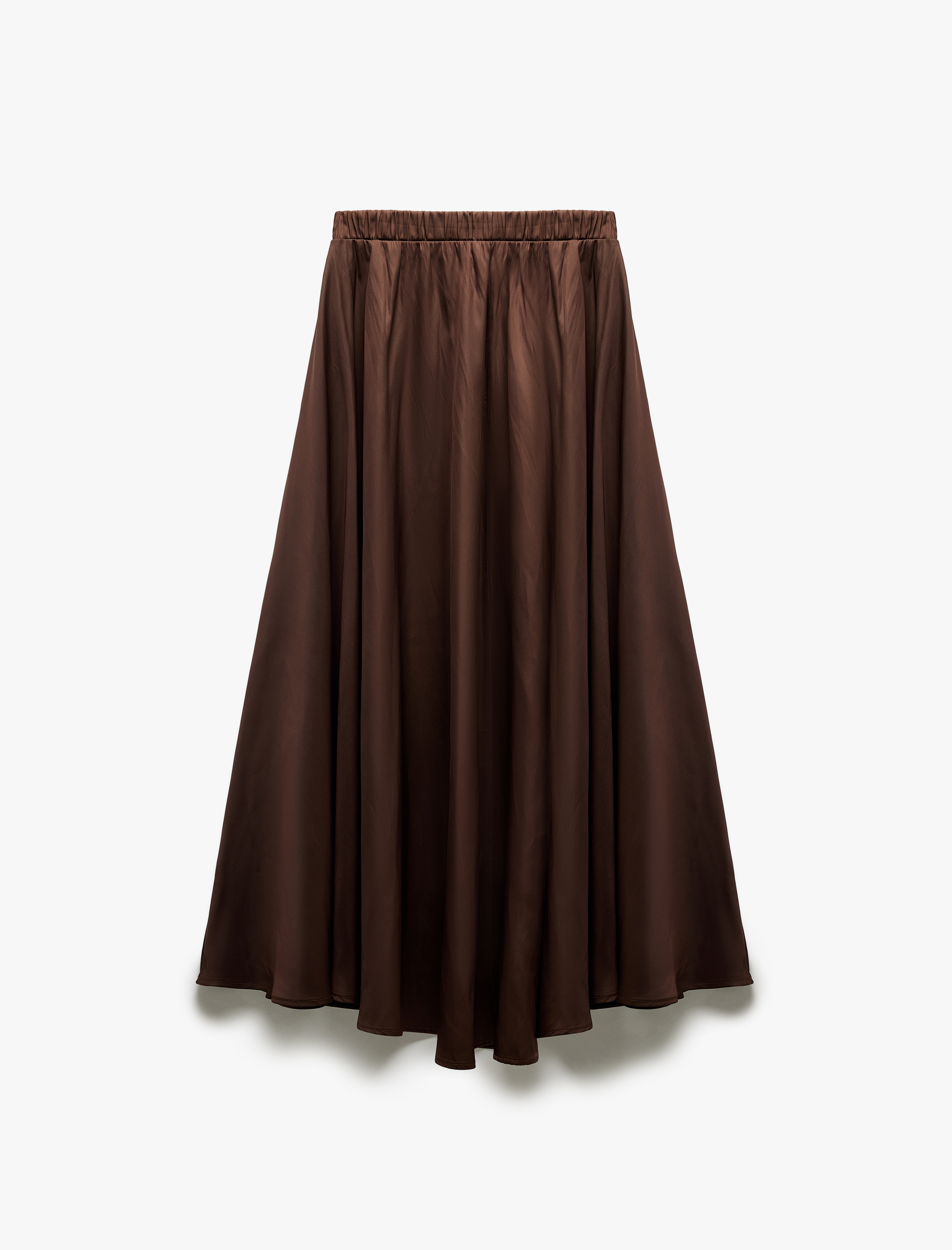   Beli Lastik Detaylı Kloş Pileli Saten Çan Etek