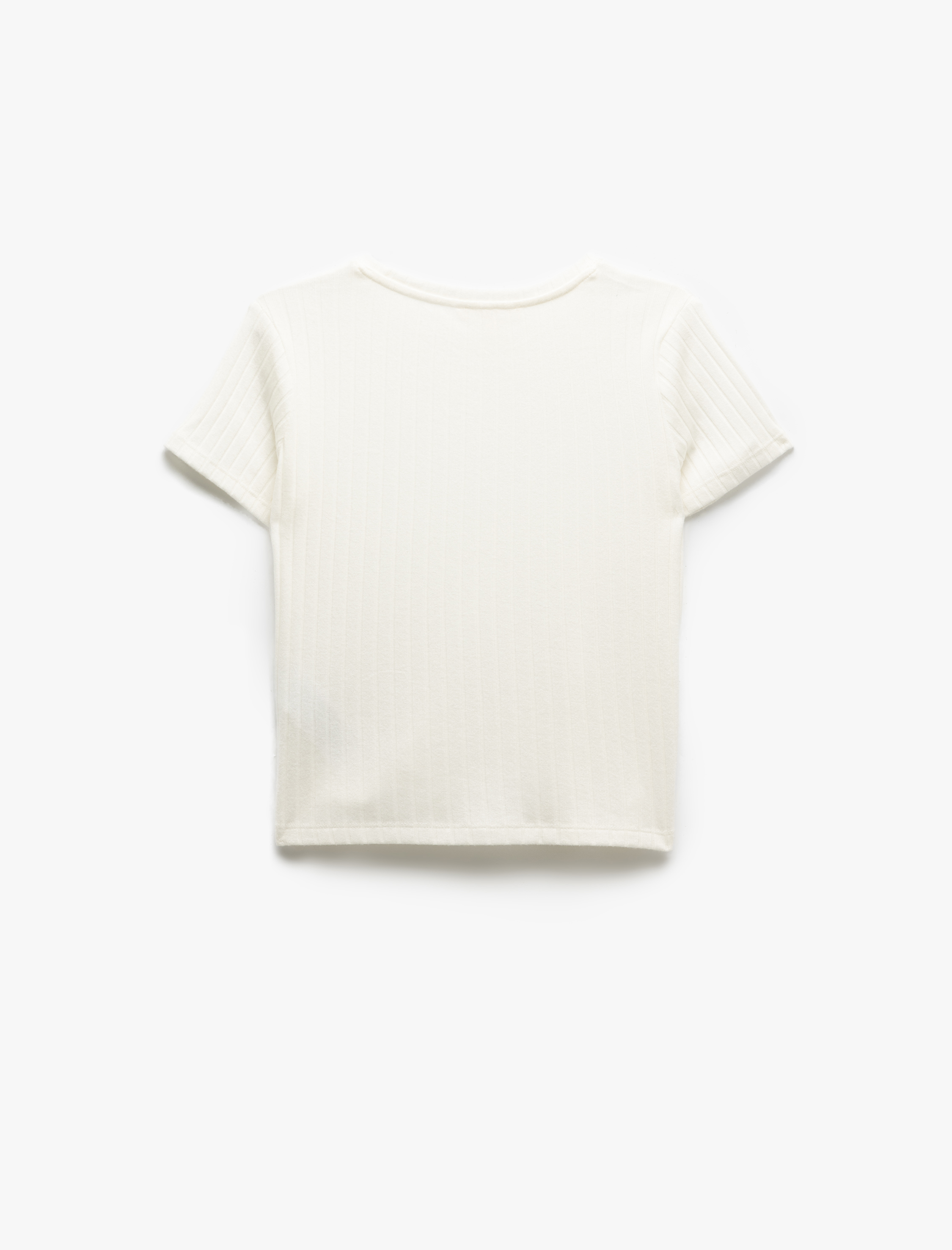   Kaşkorse Kısa Kollu Bisiklet Yaka Şerit Detaylı Tişört