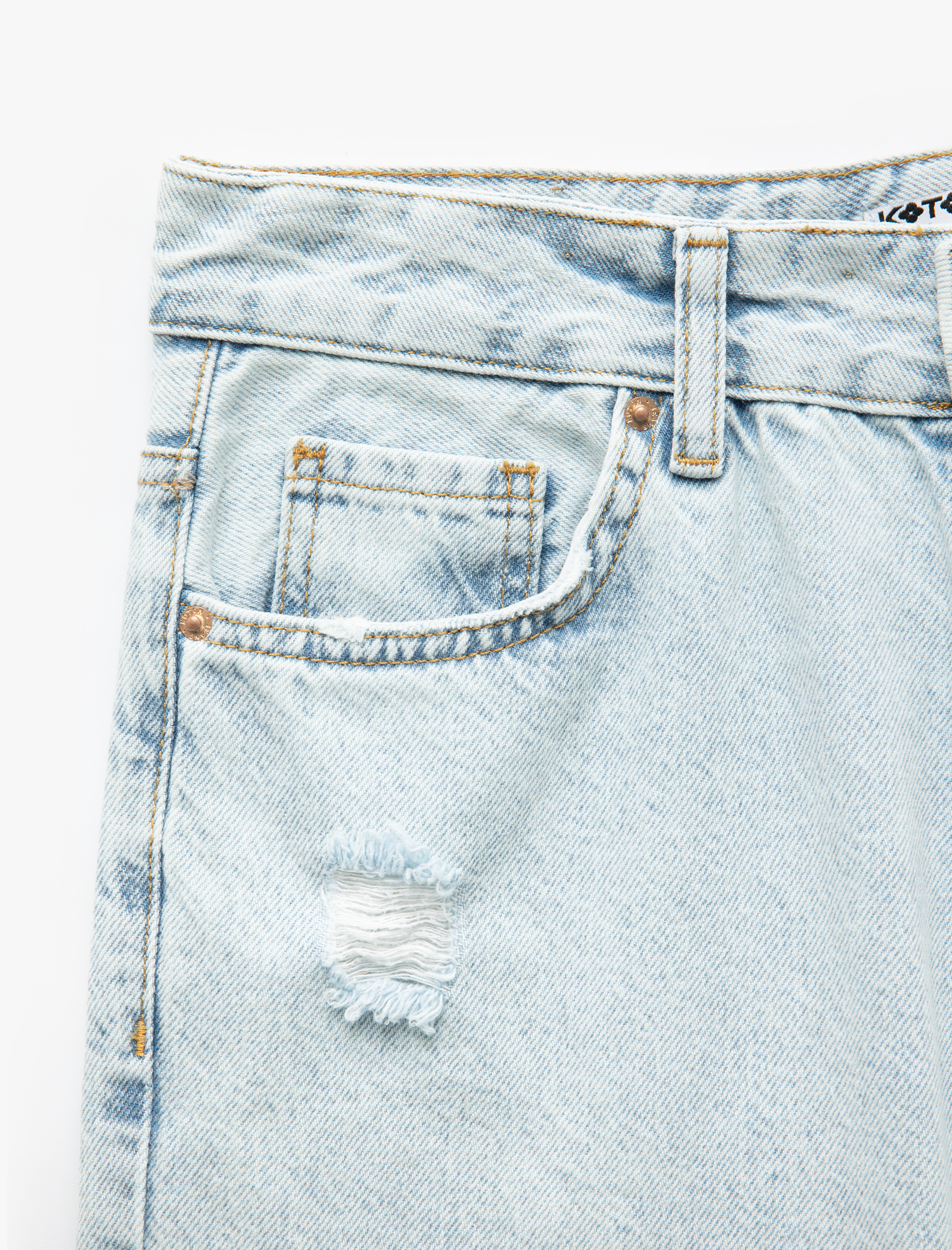   Pamuklu Yıpratma Detaylı Düz Paça Denim Pantolon - Straight Fit Jean