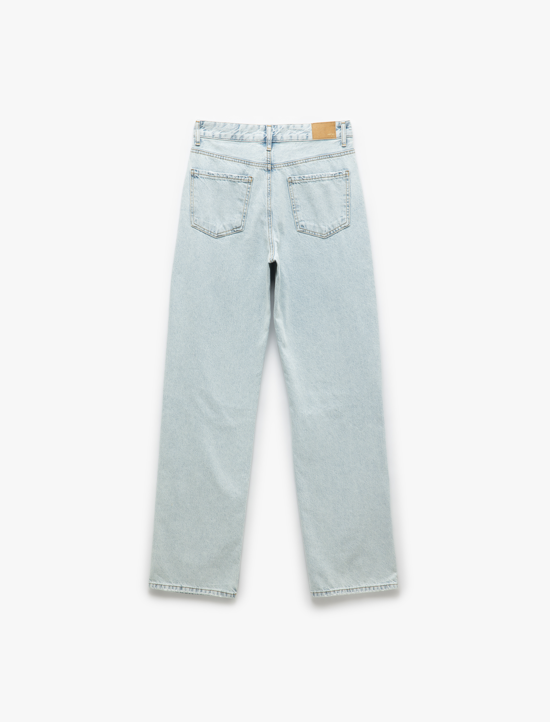   Pamuklu Yıpratma Detaylı Düz Paça Denim Pantolon - Straight Fit Jean