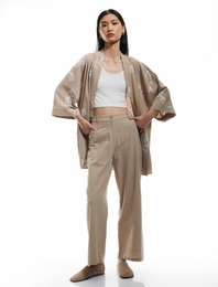 Rahat Kalıp Yüksek Bel Viskon Bol Paça Pantolon