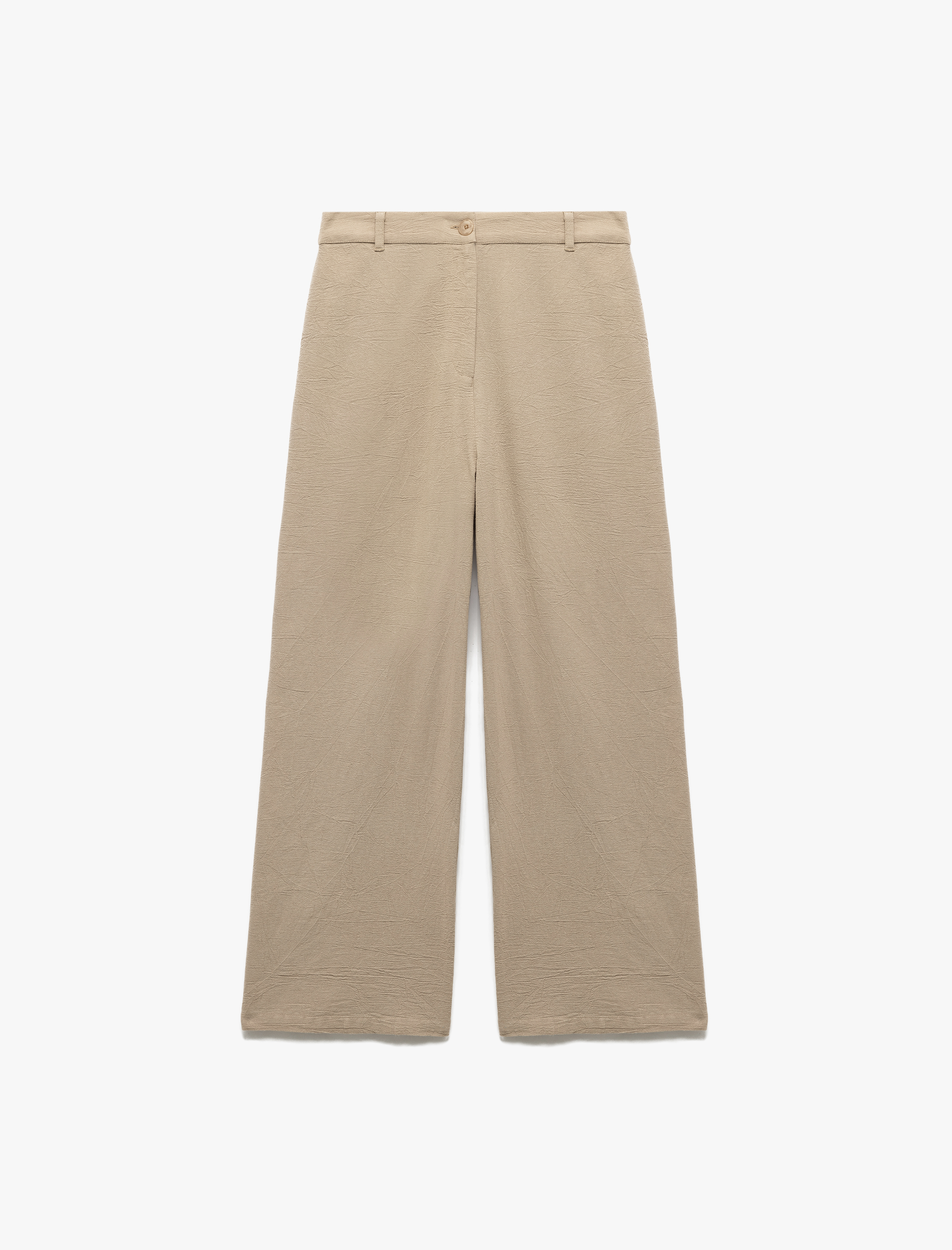   Rahat Kalıp Yüksek Bel Viskon Bol Paça Pantolon