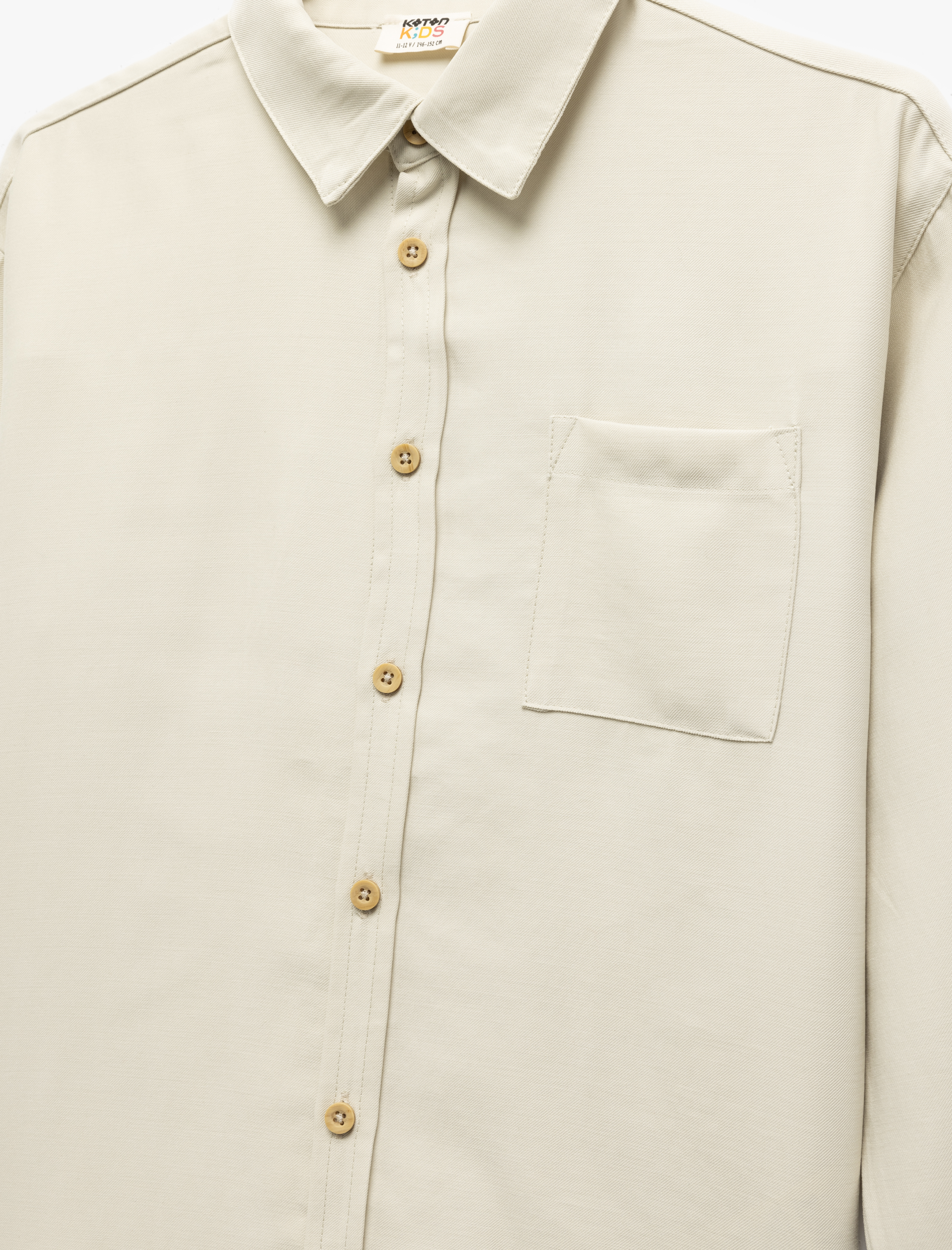  Erkek Çocuk Düğme Detaylı Tek Cepli Uzun Kollu Viskon Gömlek
