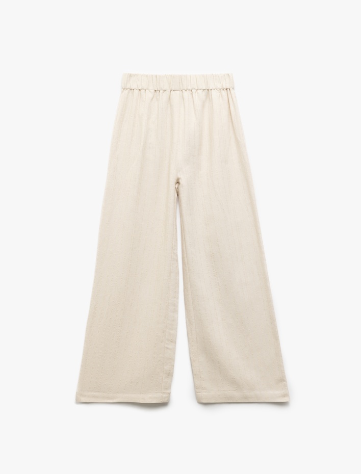 Kız Çocuk Beli Lastikli Cep Detaylı Palazzo Pantolon