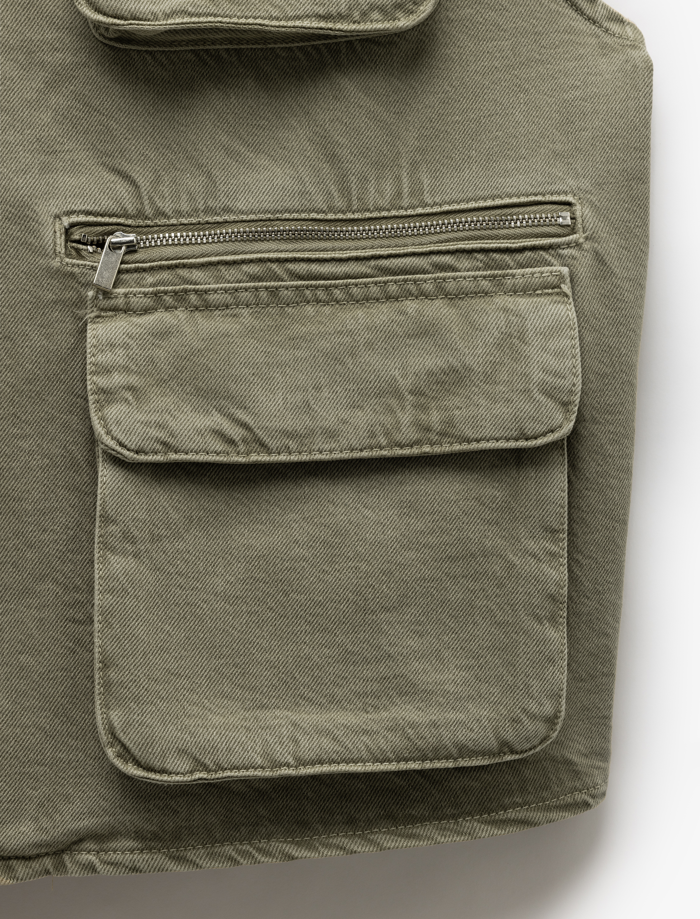   Pamuklu Cepli Kolsuz V Yaka Jean Yelek