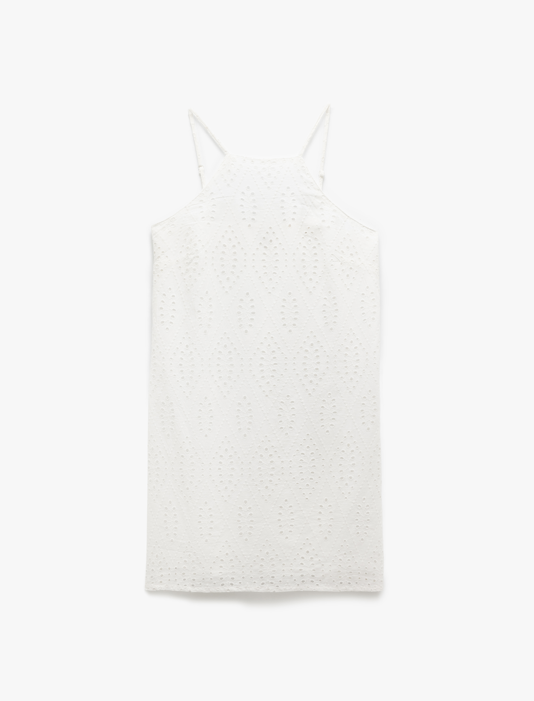   Pamuklu A Kesim Mini Halter Yaka İnce Askılı Fisto Elbise