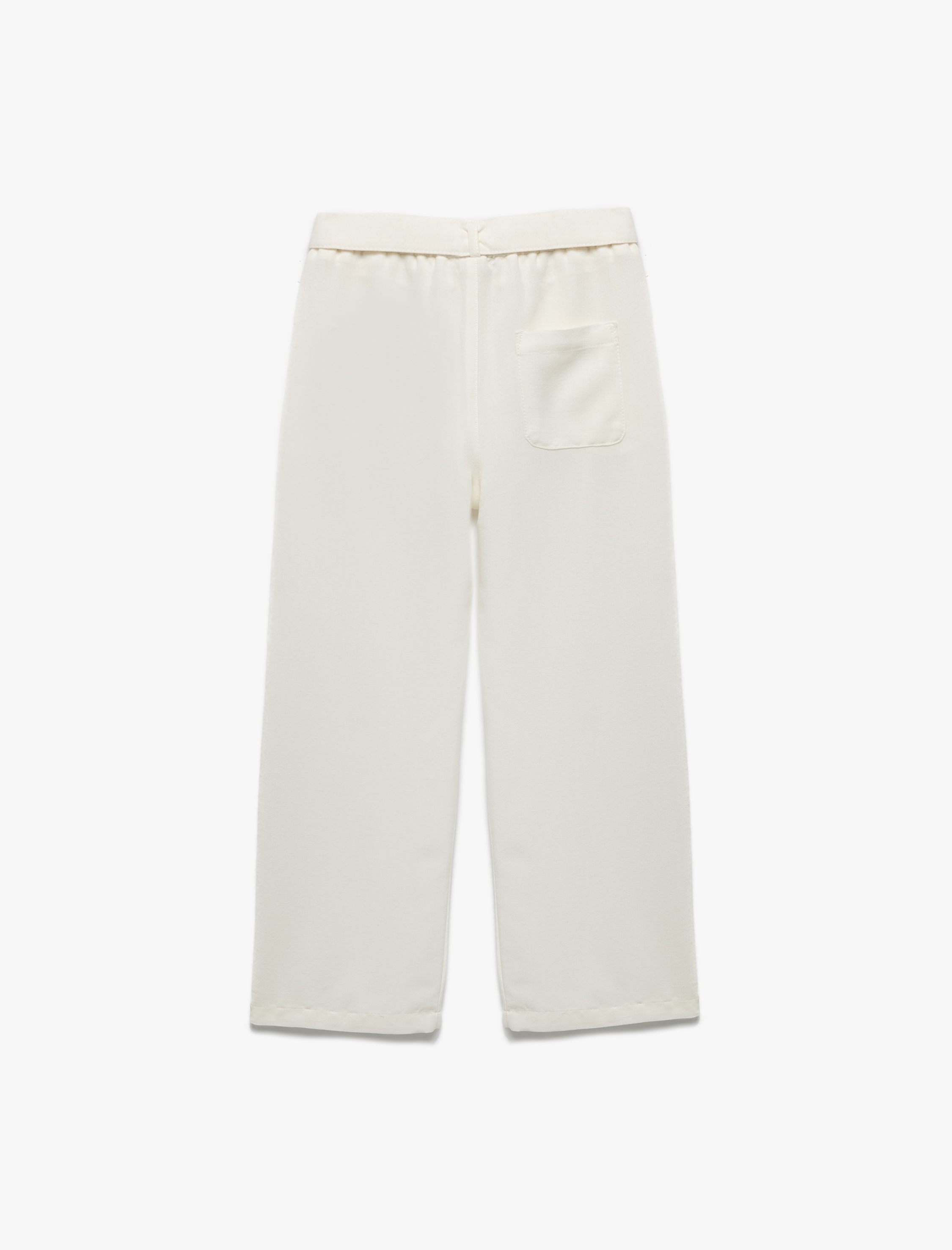  Kız Çocuk Kuşak Detaylı Cepli Viskon Karışımlı Geniş Paça Pantolon