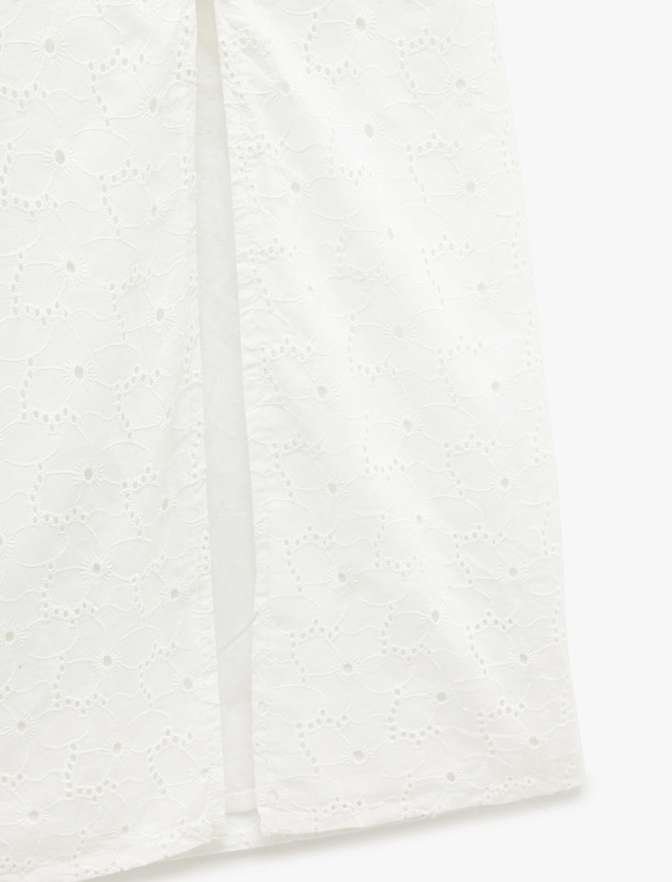   Pamuklu Yırtmaç Detaylı Fistolu Brodeli Midi Askılı Elbise