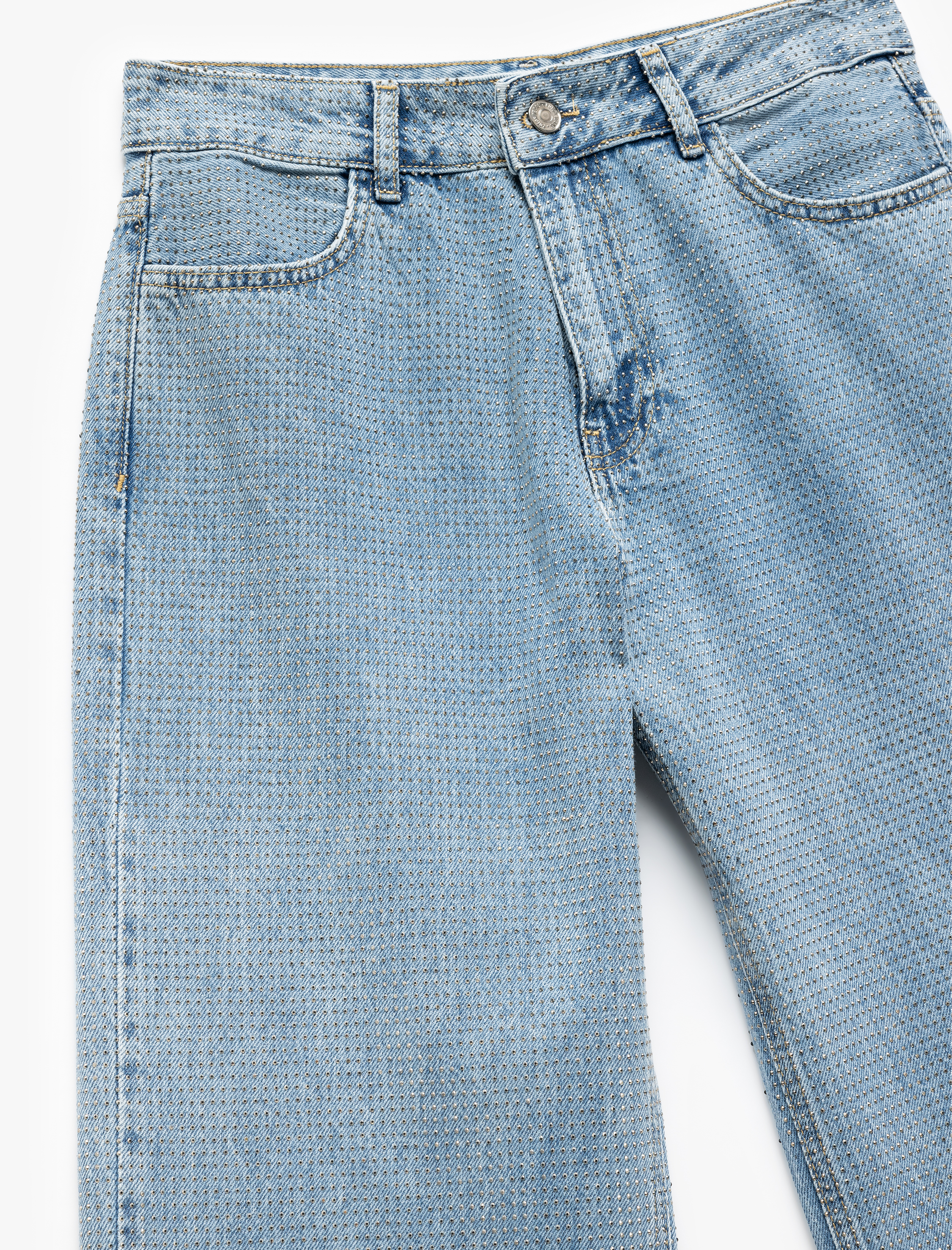   Pamuklu Normal Bel Taş Detaylı Straight Fit Jean