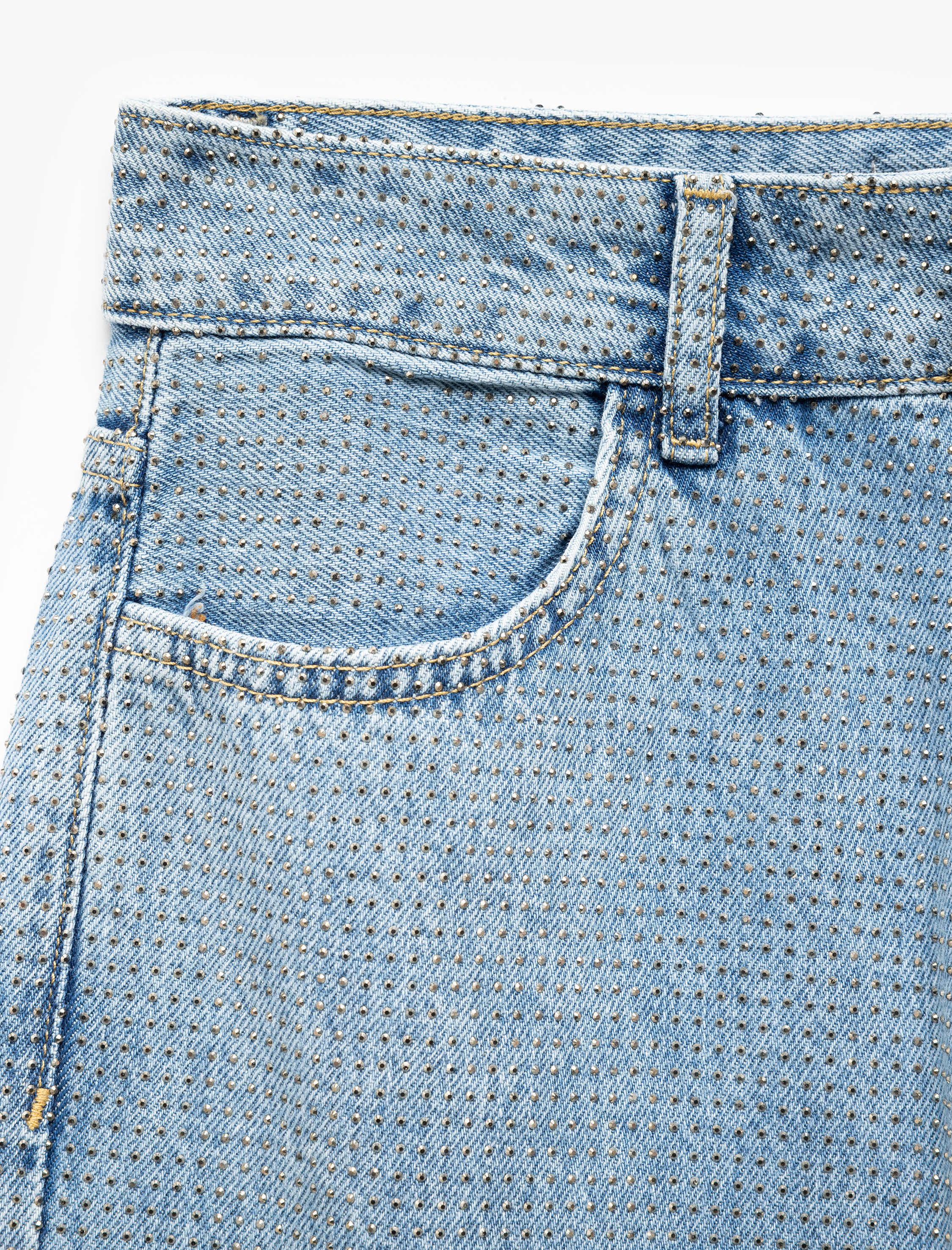   Pamuklu Normal Bel Taş Detaylı Straight Fit Jean