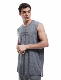 Bisiklet Yaka Baskılı Oversize Kolsuz Sporcu Atleti