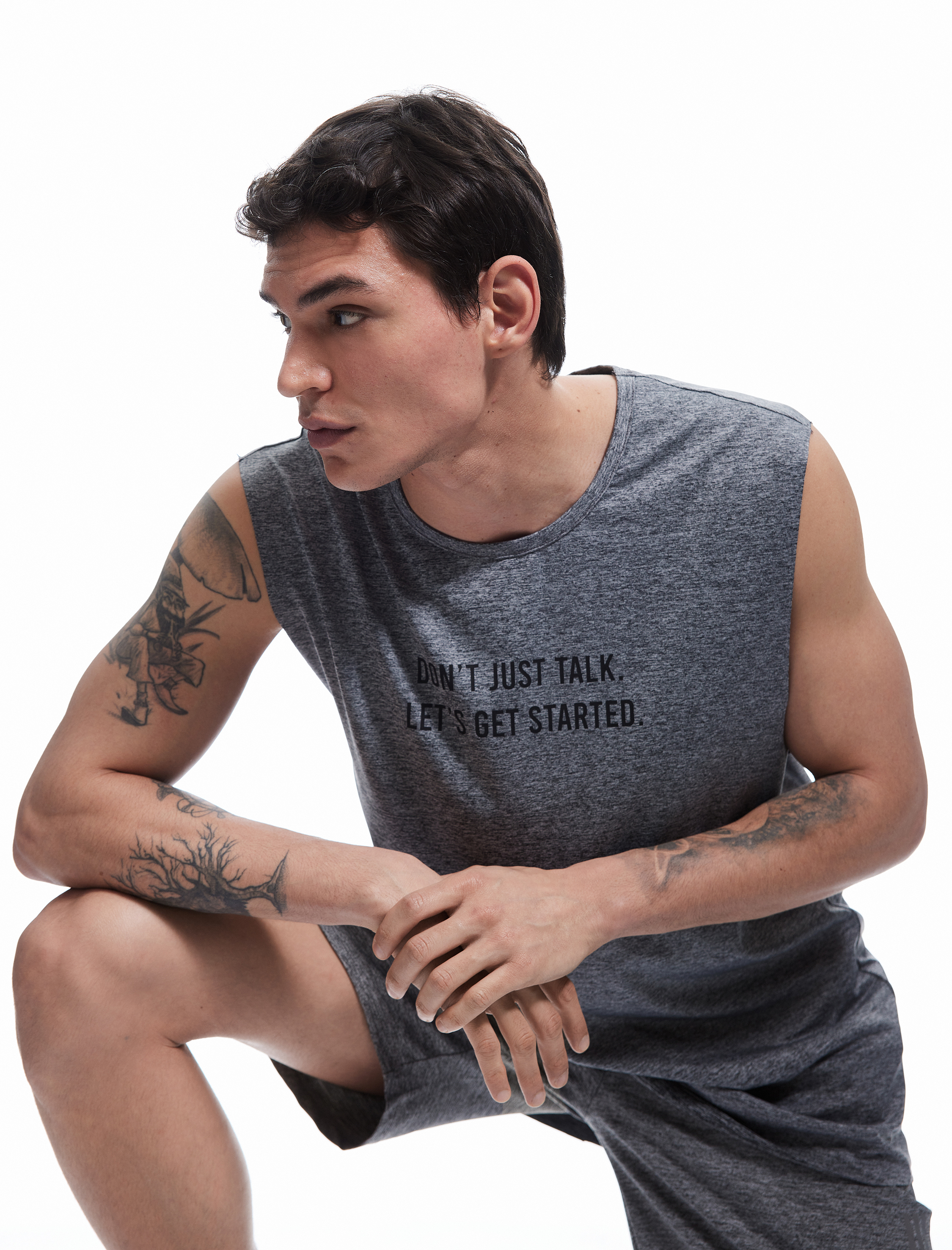   Bisiklet Yaka Baskılı Oversize Kolsuz Sporcu Atleti