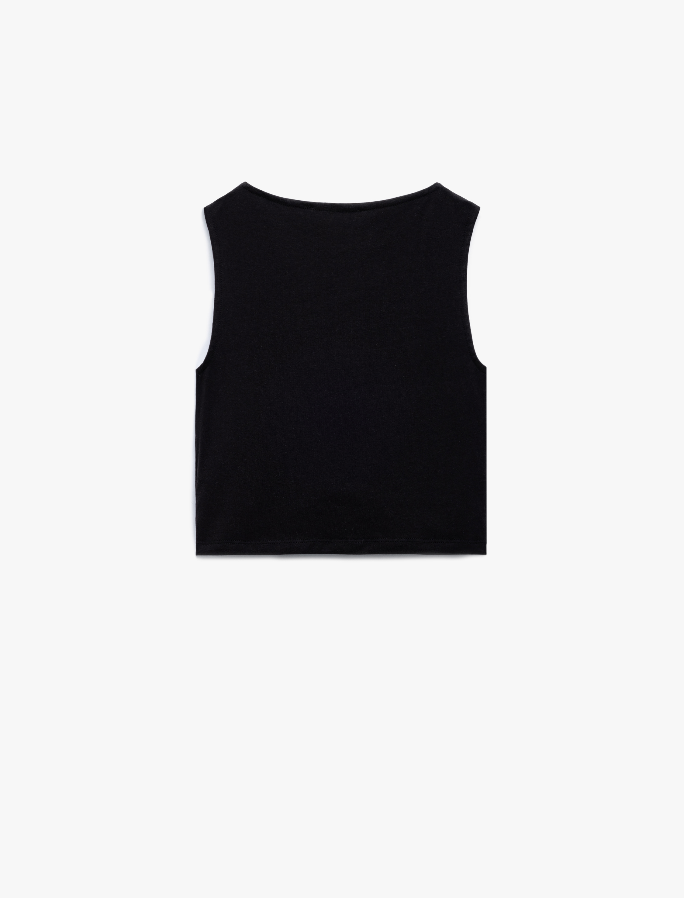   Bisiklet Yaka Kolsuz Dar Kesim Pamuklu Basic Crop Atlet