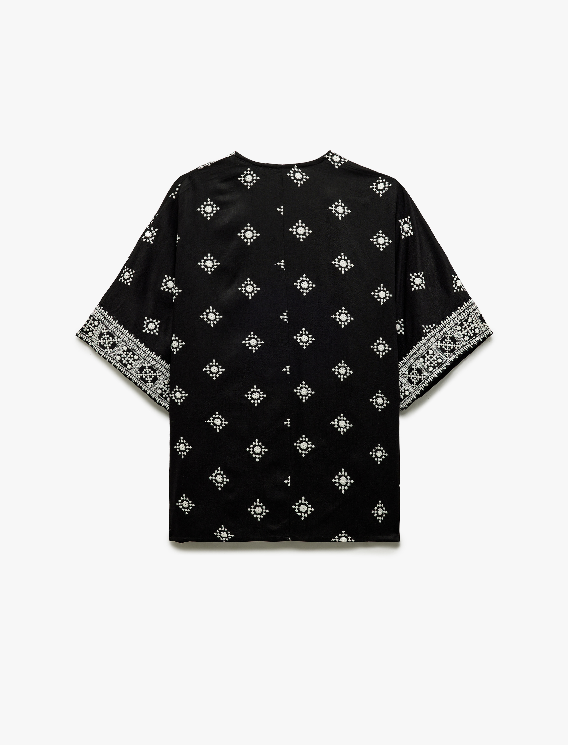   Viskon Yarım Kollu Etnik Kimono