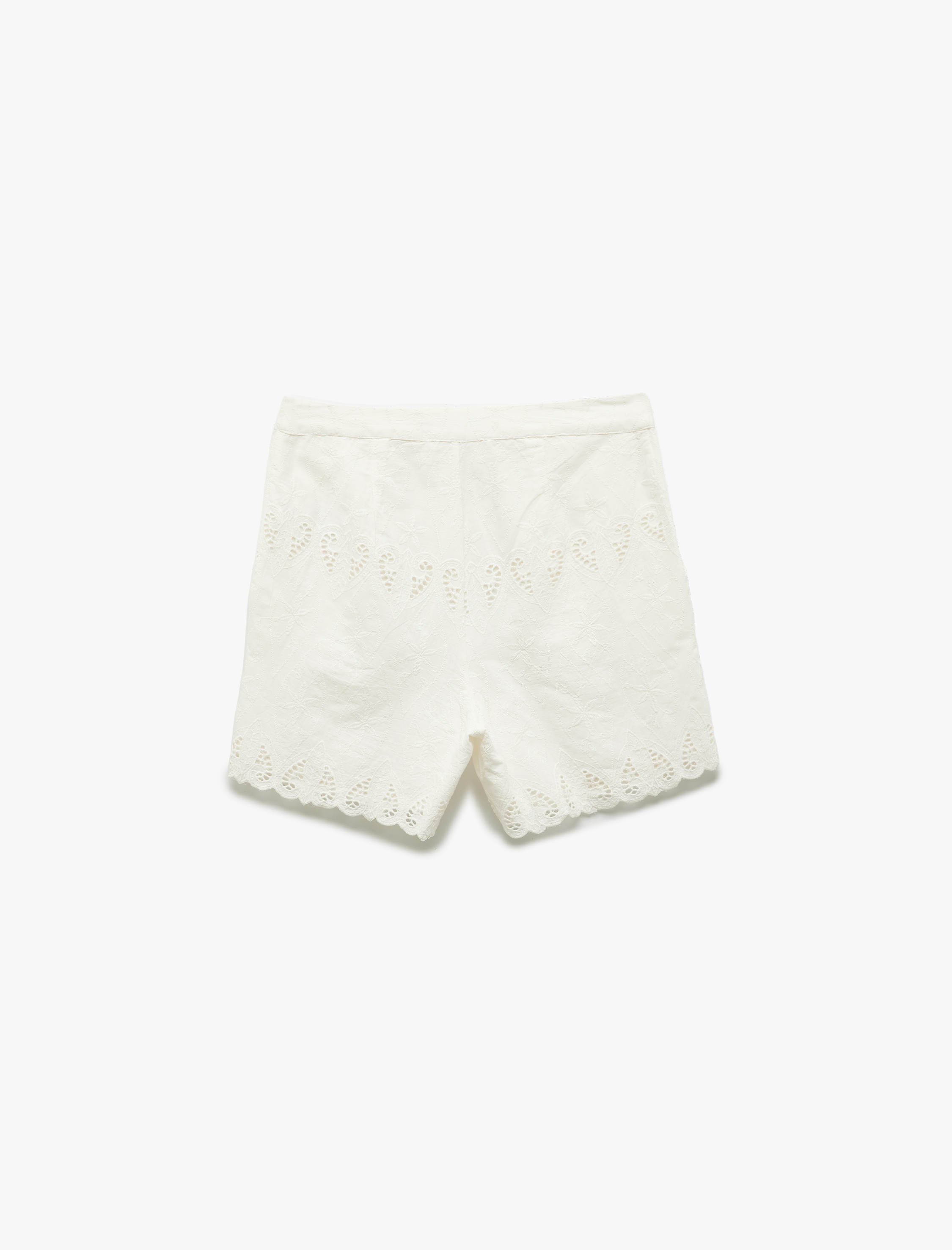   Pamuklu Astarlı Fistolu Brodeli Yüksek Bel Mini Şort