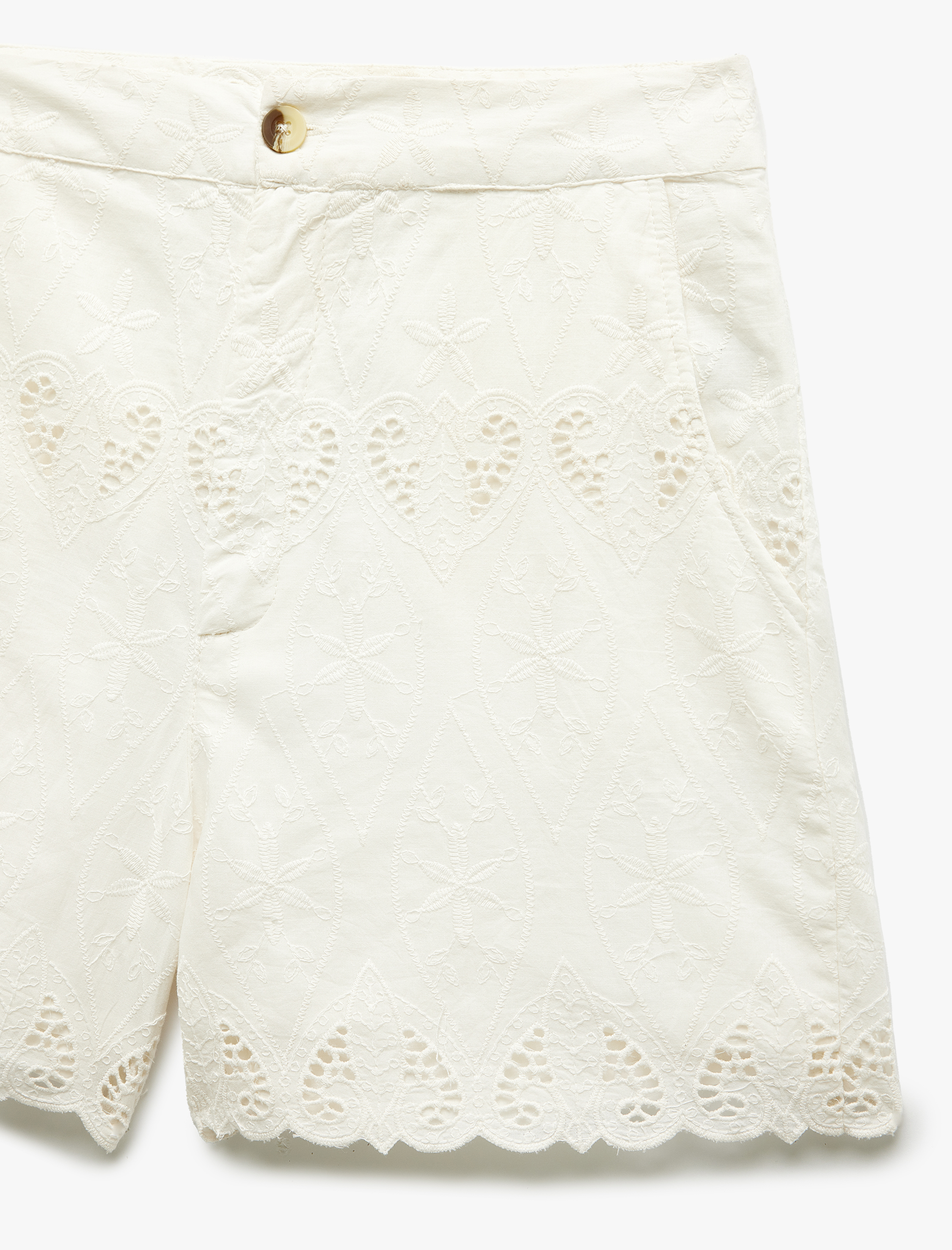   Pamuklu Astarlı Fistolu Brodeli Yüksek Bel Mini Şort