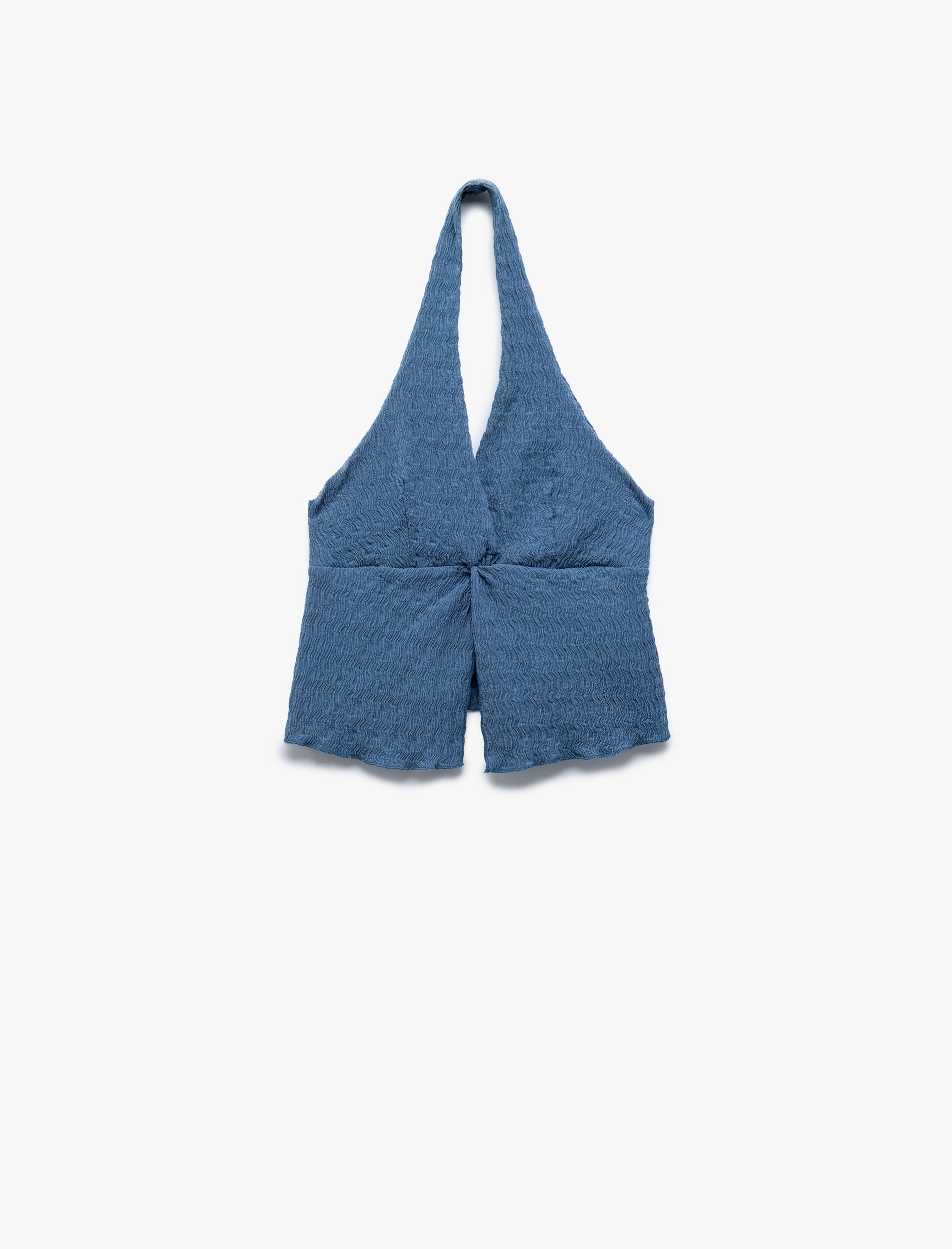   Kruvaze V Yaka Büzgülü Yırtmaç Detaylı Bürümcük Crop Üst