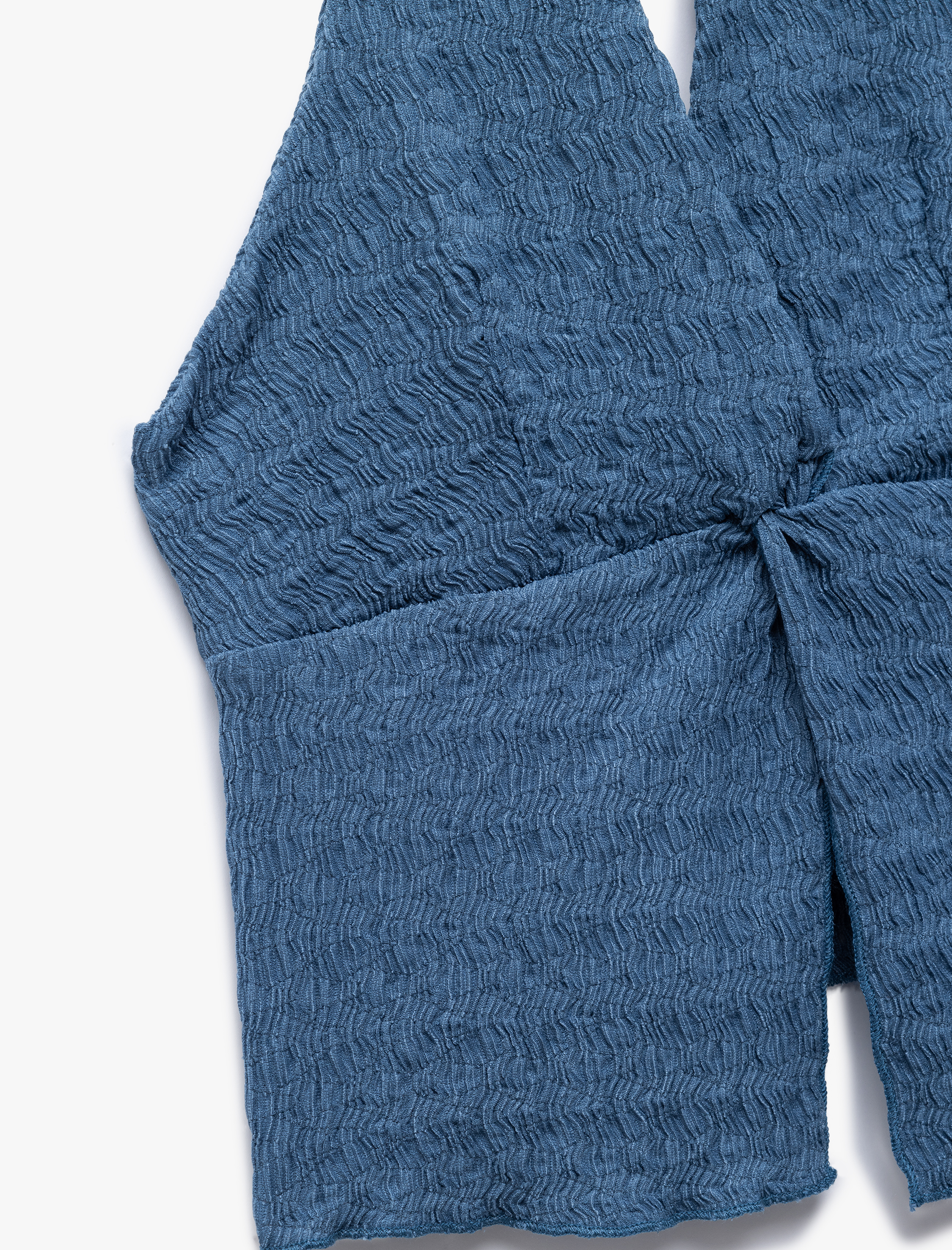   Kruvaze V Yaka Büzgülü Yırtmaç Detaylı Bürümcük Crop Üst