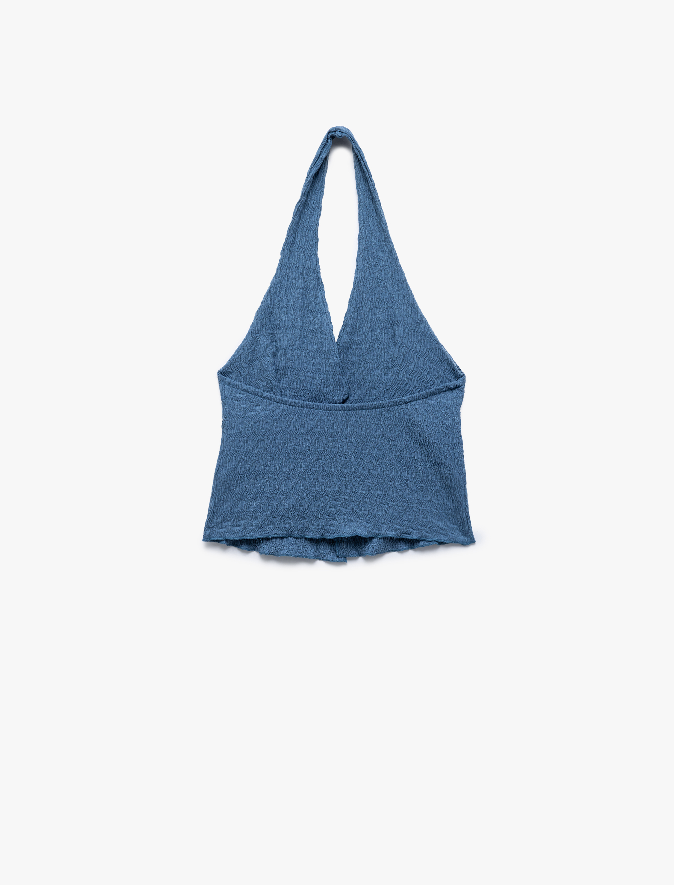   Kruvaze V Yaka Büzgülü Yırtmaç Detaylı Bürümcük Crop Üst