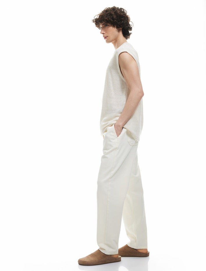  Beli Bağcıklı Cep Detaylı Pamuklu Bol Baggy Jean Pantolon