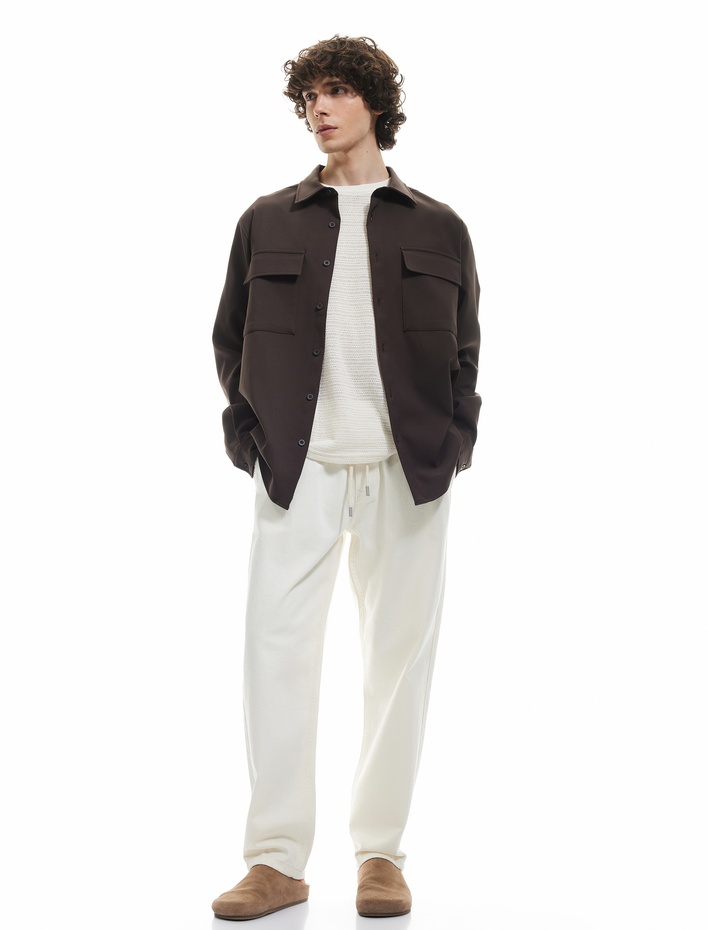  Beli Bağcıklı Cep Detaylı Pamuklu Bol Baggy Jean Pantolon