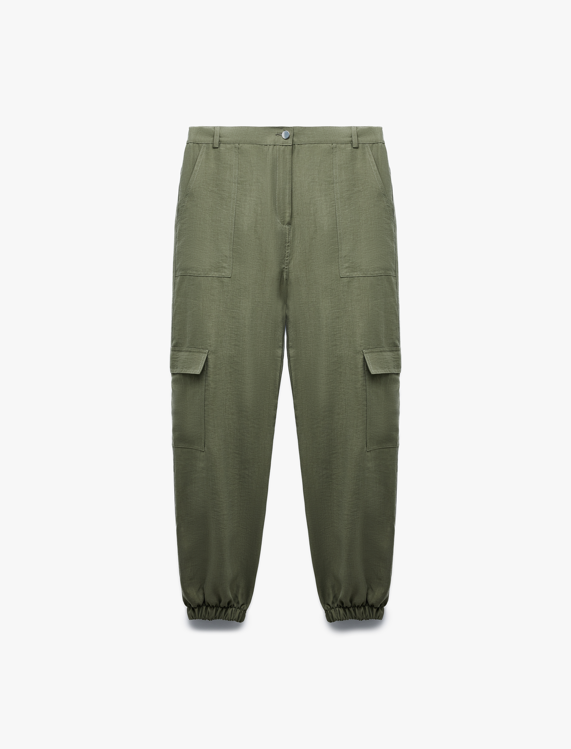   Kargo Cepli Düğmeli Lastikli Paça Jogger Pantolon