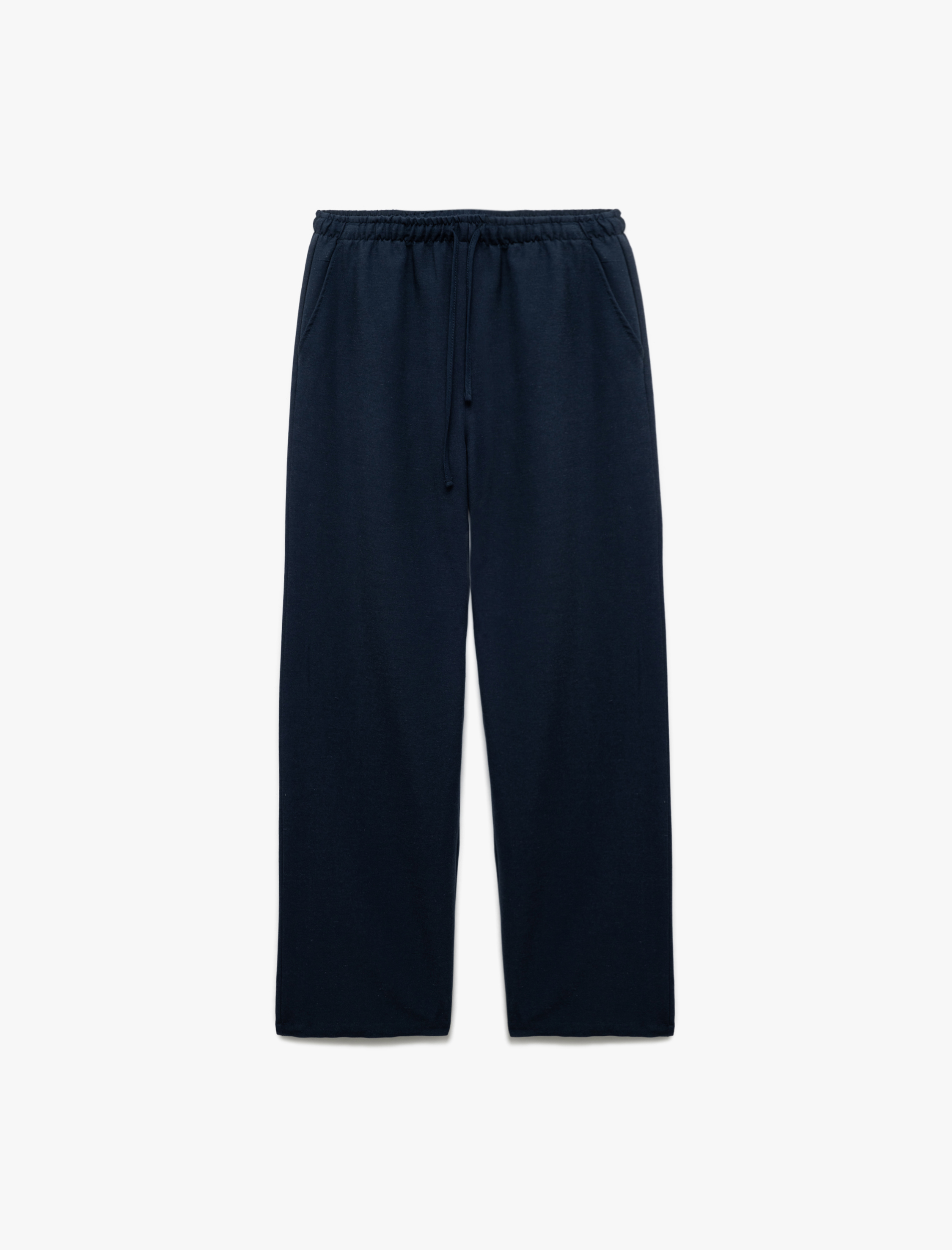   Yüksek Bel Bağcıklı Keten Karışımlı Cep Detaylı Pantolon