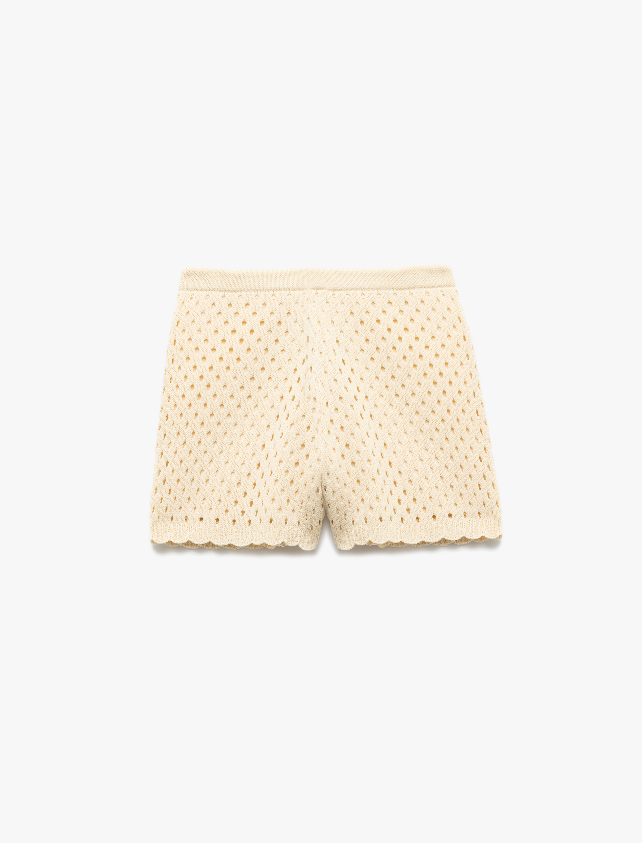   Koton X Sima Tarkan - Beli Bağcıklı Ajurlu Yüksek Bel Mini Kroşe Şort