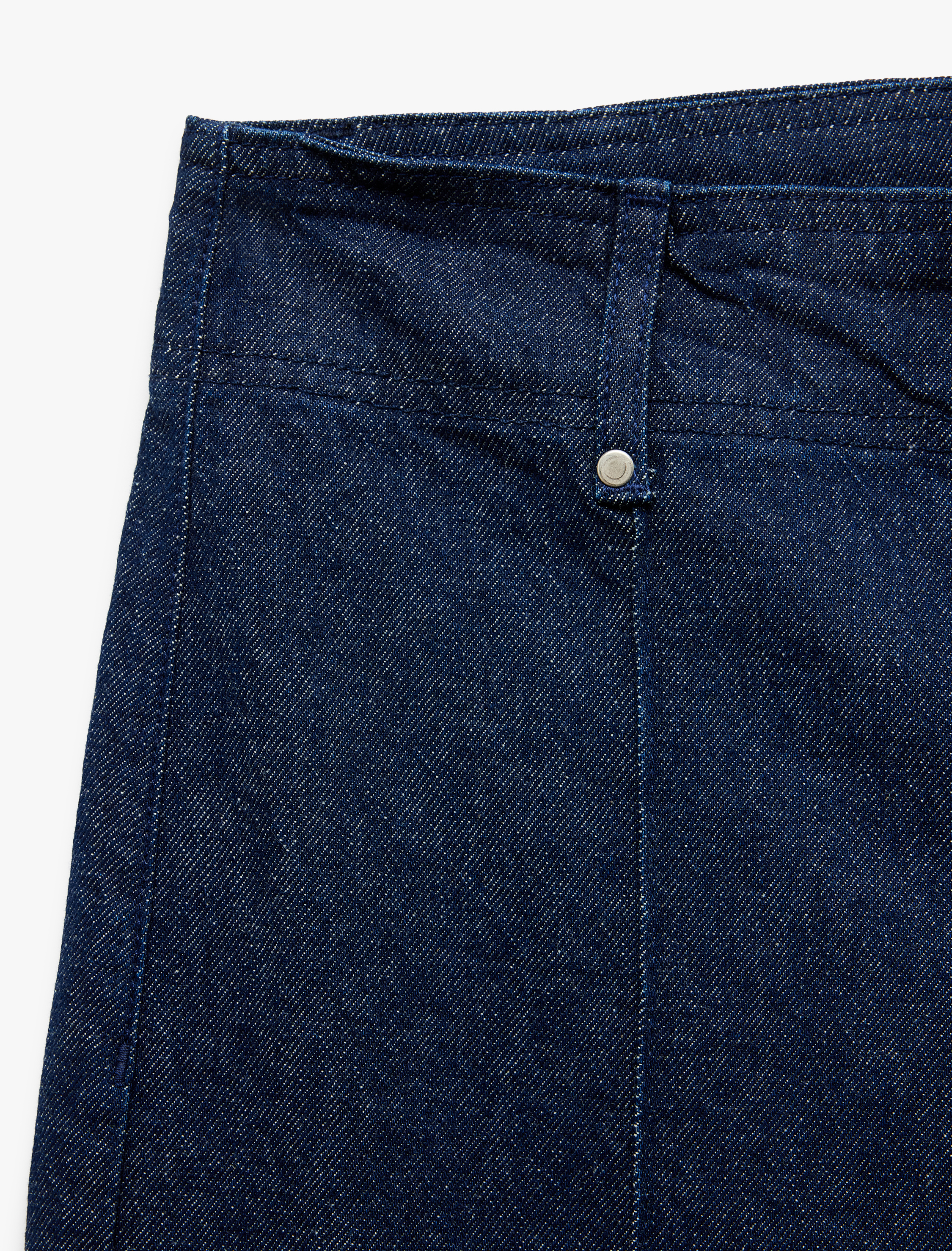   Yüksek Bel Geniş Paça Dikiş Detaylı Jean Pantolon Düğmeli - Culotte Jeans