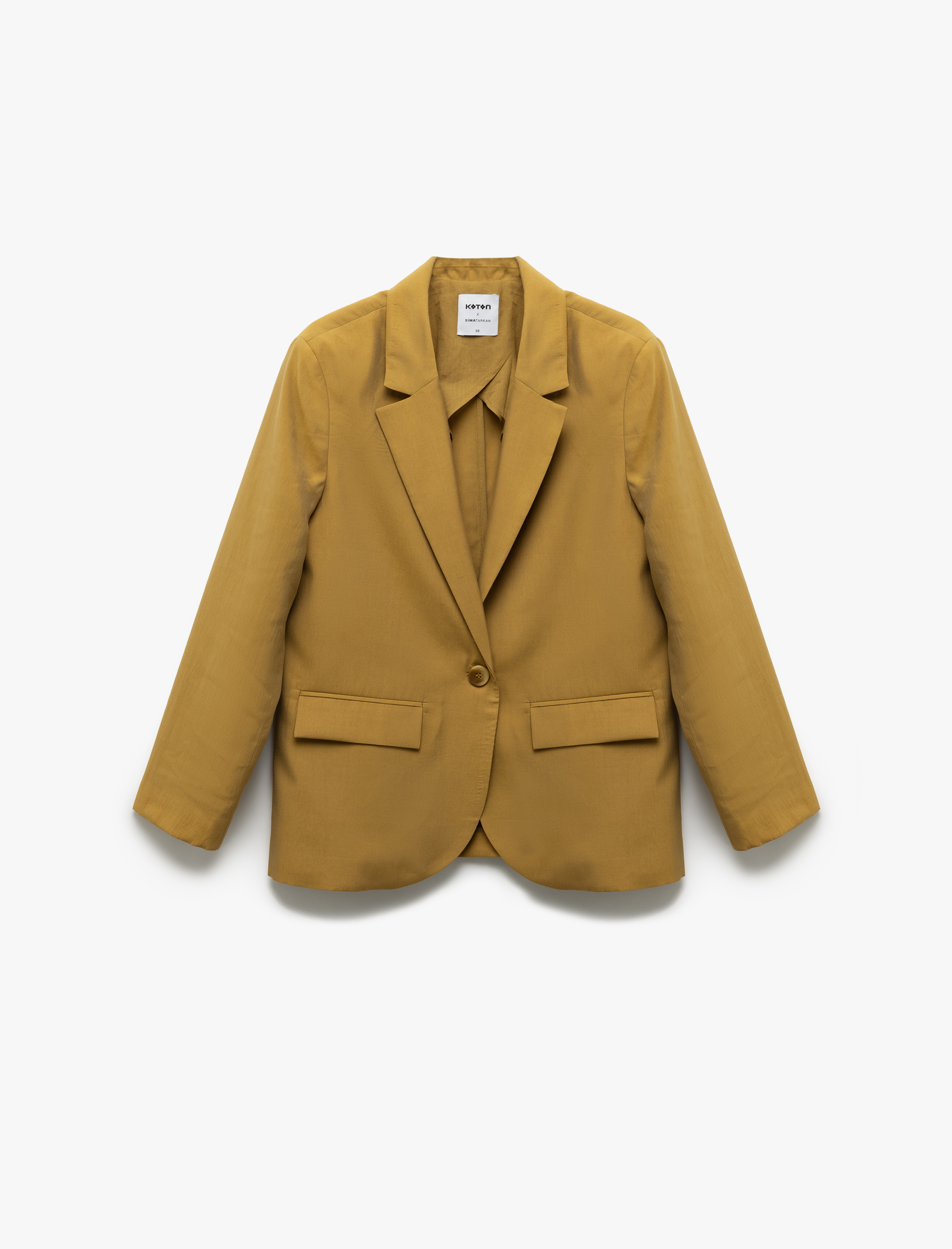   Uzun Kollu Kapaklı Cep Detaylı Kruvaze Blazer Ceket