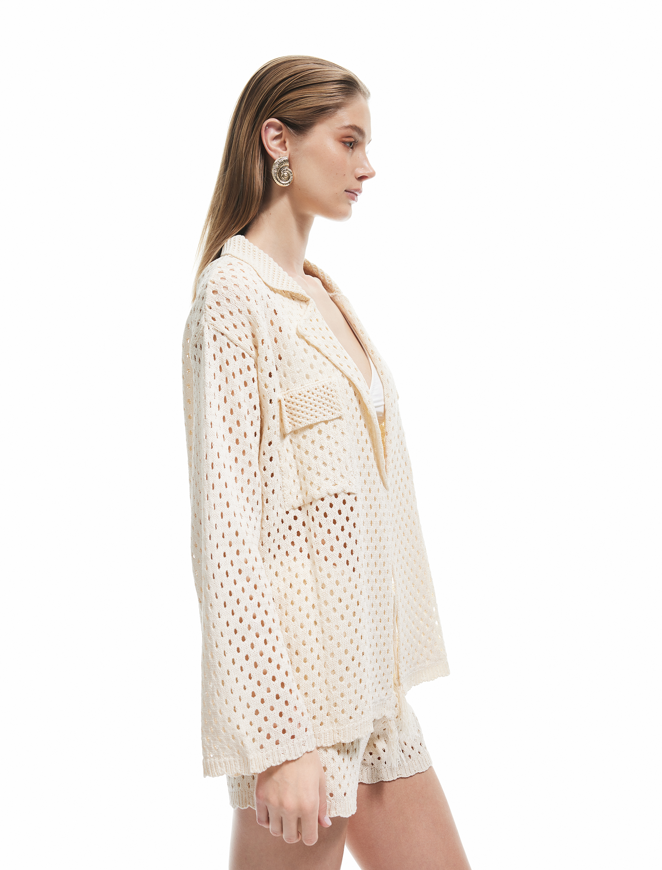   Koton X Sima Tarkan -  Ajurlu Uzun Kollu Cepli Kroşe Ceket