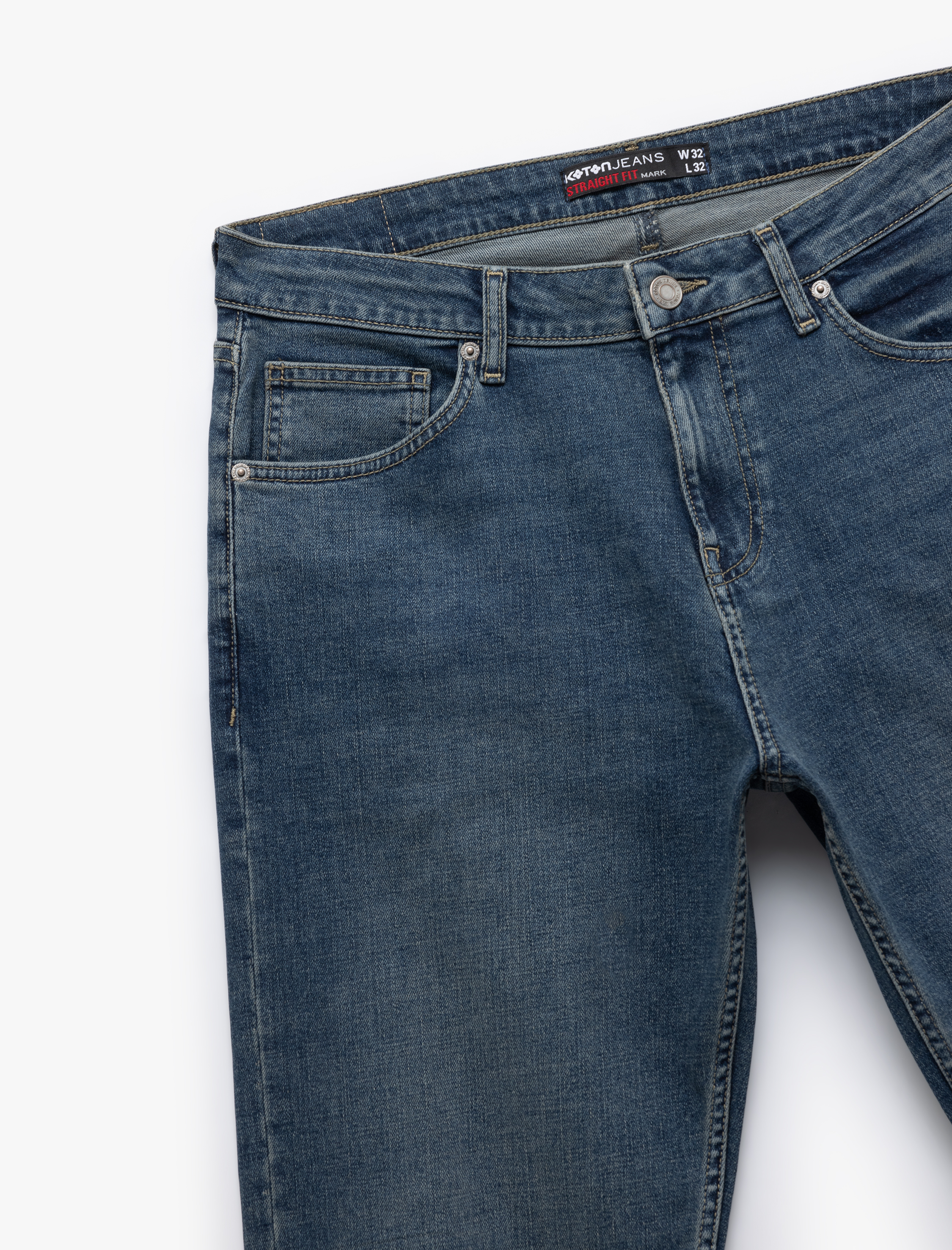   Normal Bel Düğmeli Vintage Straight Fit Jean Pantolon