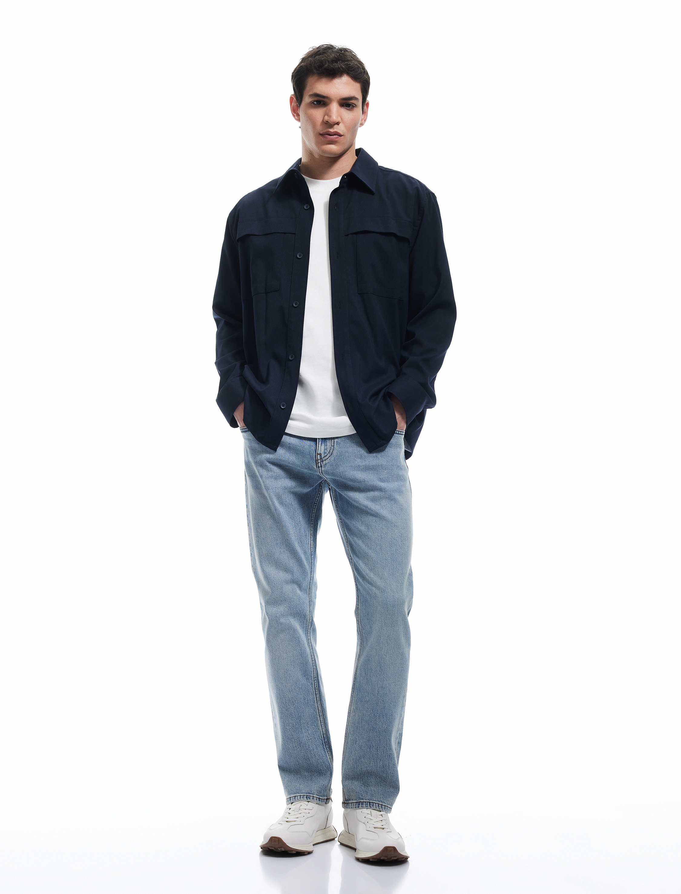   Düğmeli Pamuklu Normal Bel Straight Fit Jean Pantolon - Mark Jean