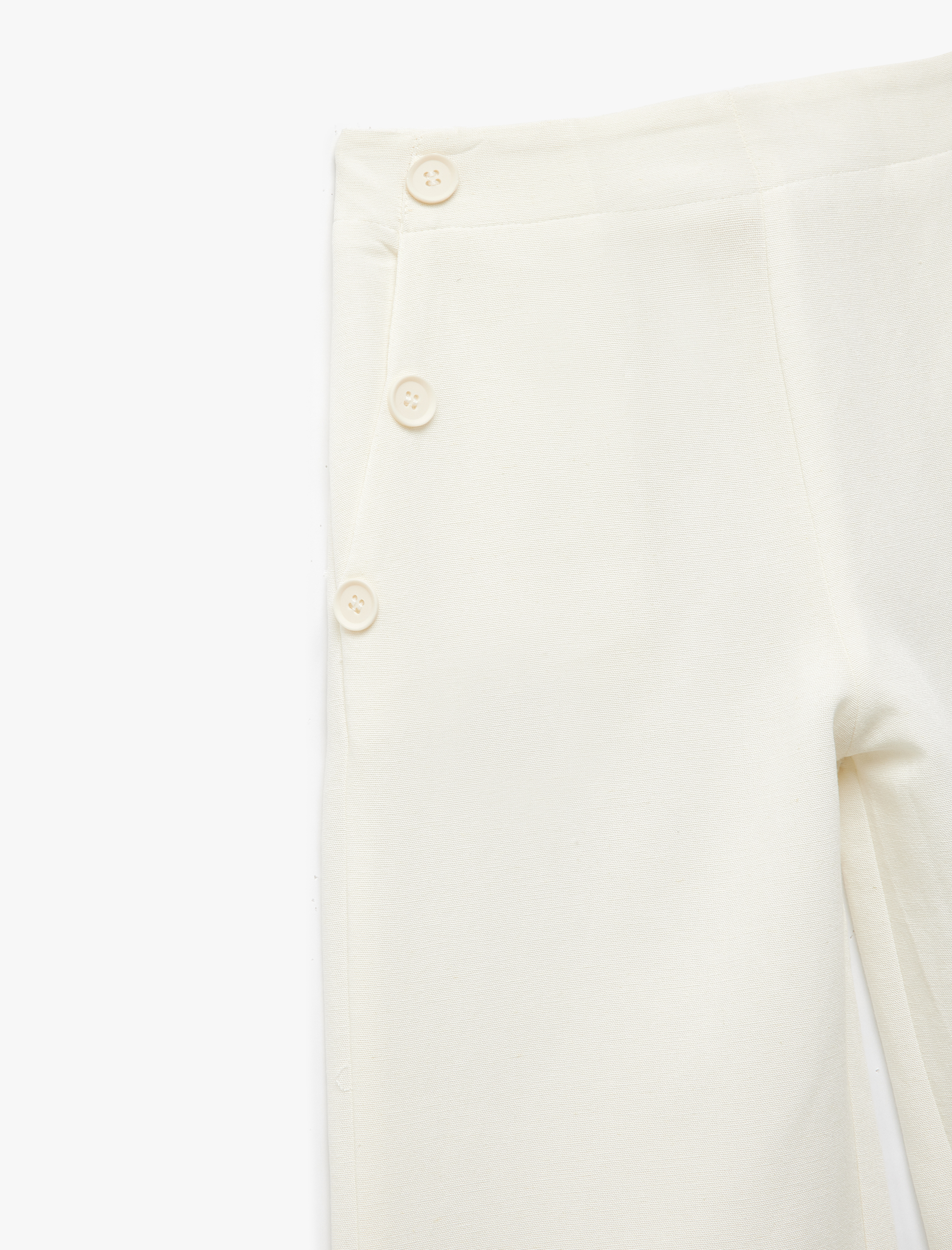  Kız Çocuk Düğme Detaylı Cepli Viskon Karışımlı Geniş Paça Pantolon