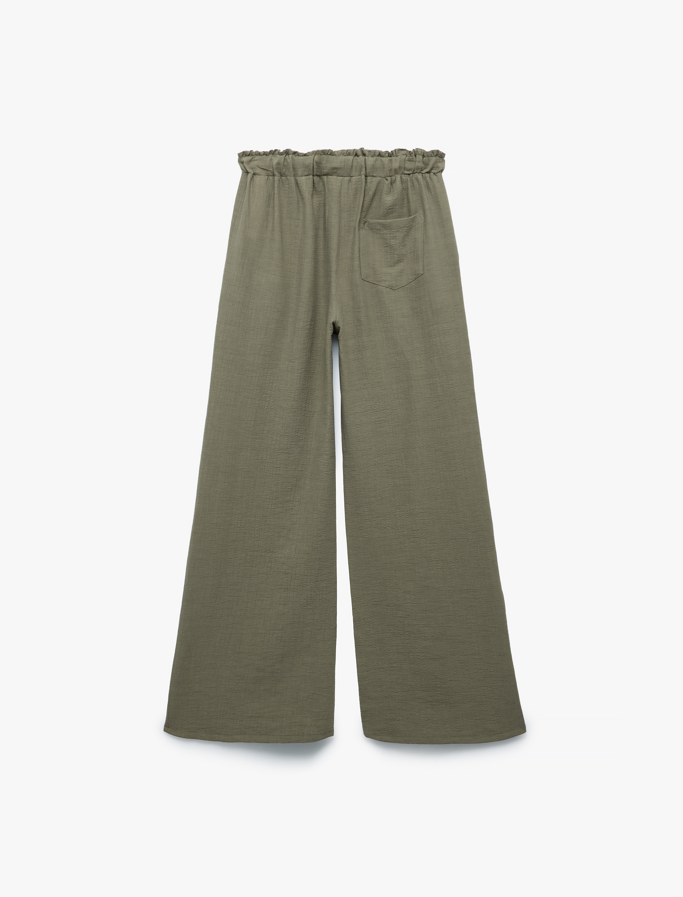   Dökümlü Keten Karışımlı Bol Paça Müslin Pantolon