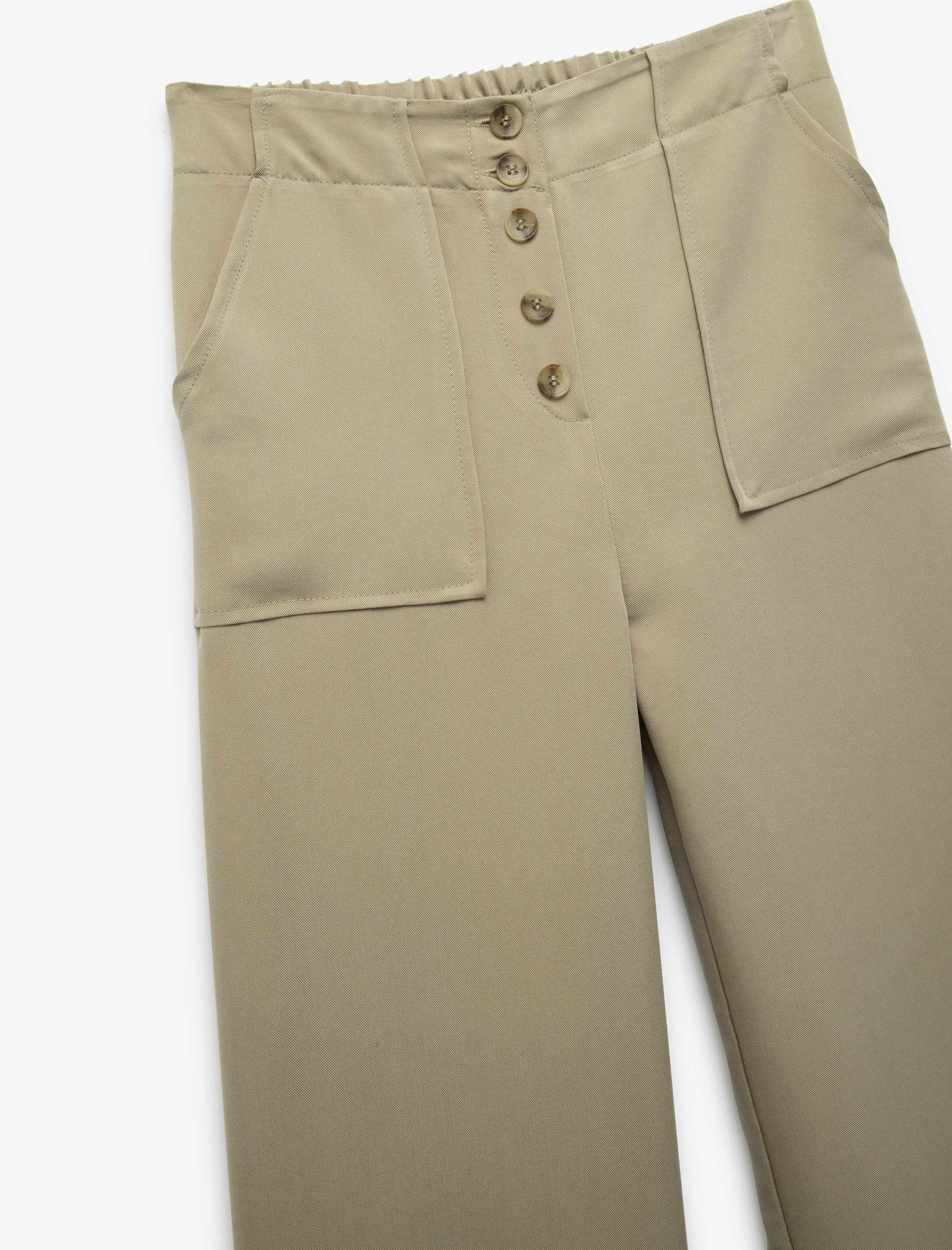  Kız Çocuk Modal Karışımlı Düğmeli Cepli Geniş Paça Pantolon